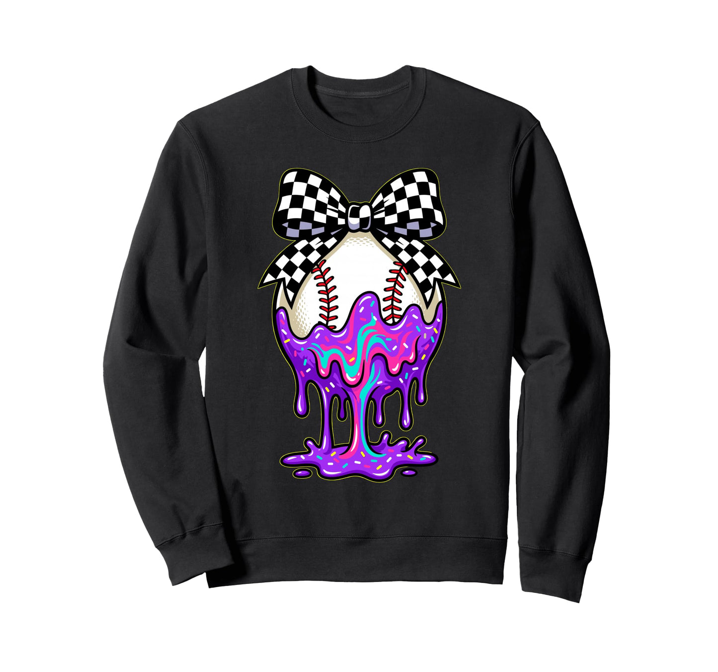 Softball Coquette Bow Dripping Sweatshirt - Fun Novelty Design for Adults - T-Shirt, Sweatshirt, Hoodie