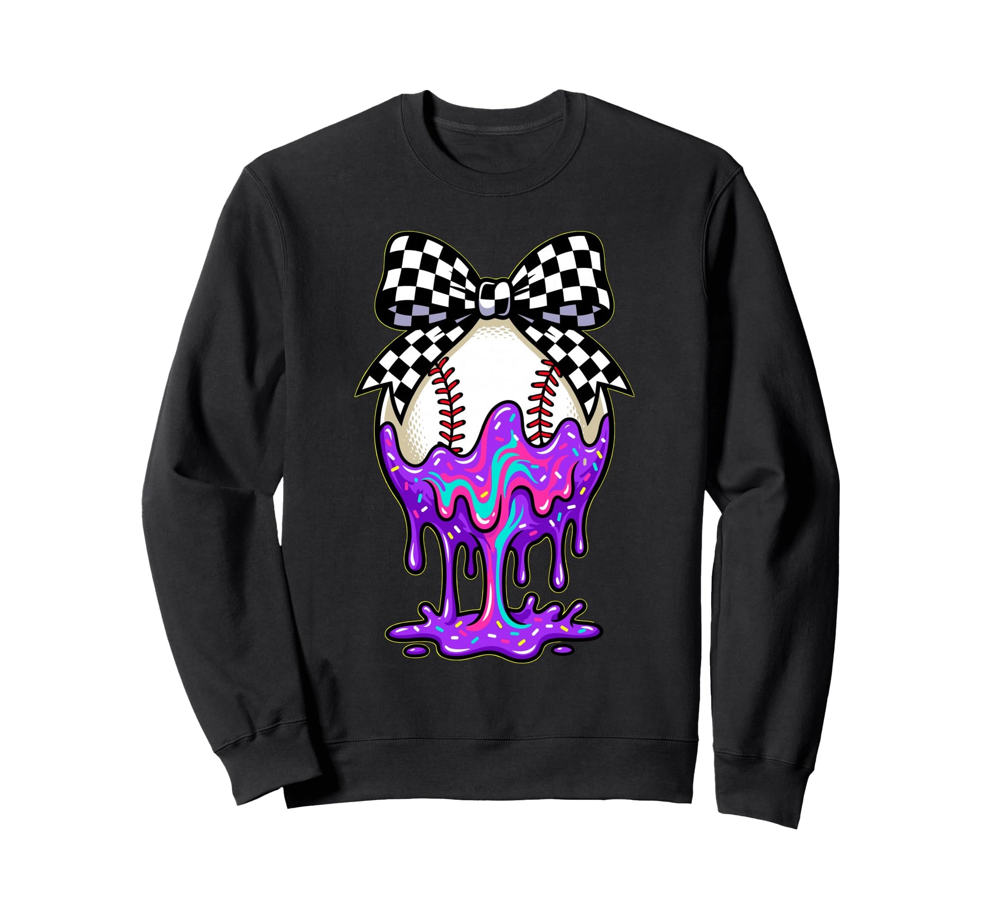 Softball Coquette Bow Dripping Sweatshirt - Fun Novelty Design for Adults - T-Shirt, Sweatshirt, Hoodie