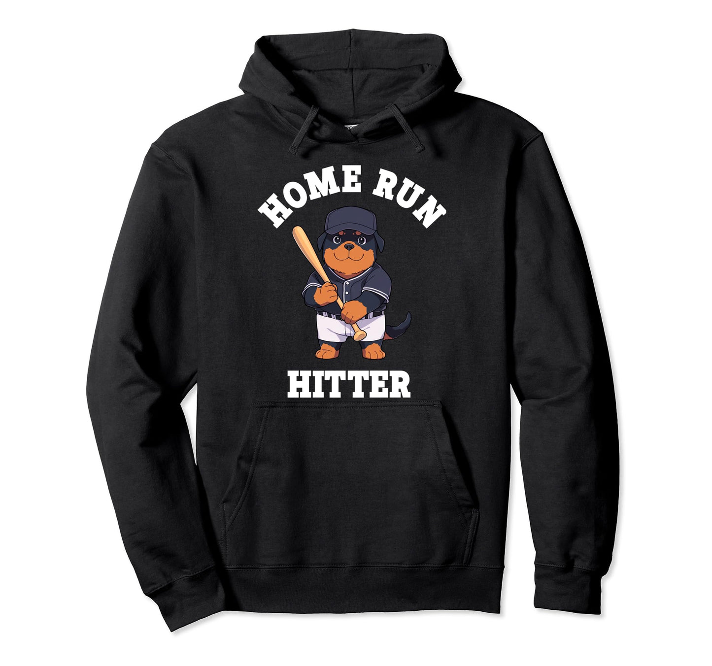 Rottweiler Home Run Hitter Funny Dog Hoodie - Novelty Apparel for Adults - T-Shirt, Sweatshirt, Hoodie