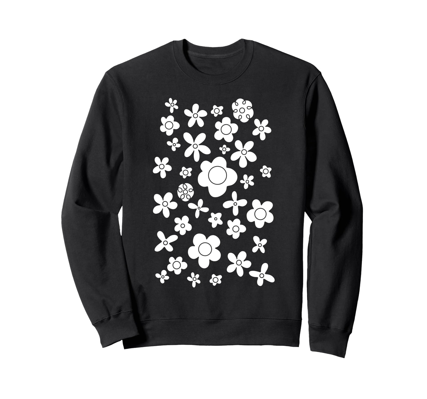 White Floral Pattern Pop Art Flower Sweatshirt - Novelty Apparel Unisex - T-Shirt, Sweatshirt, Hoodie