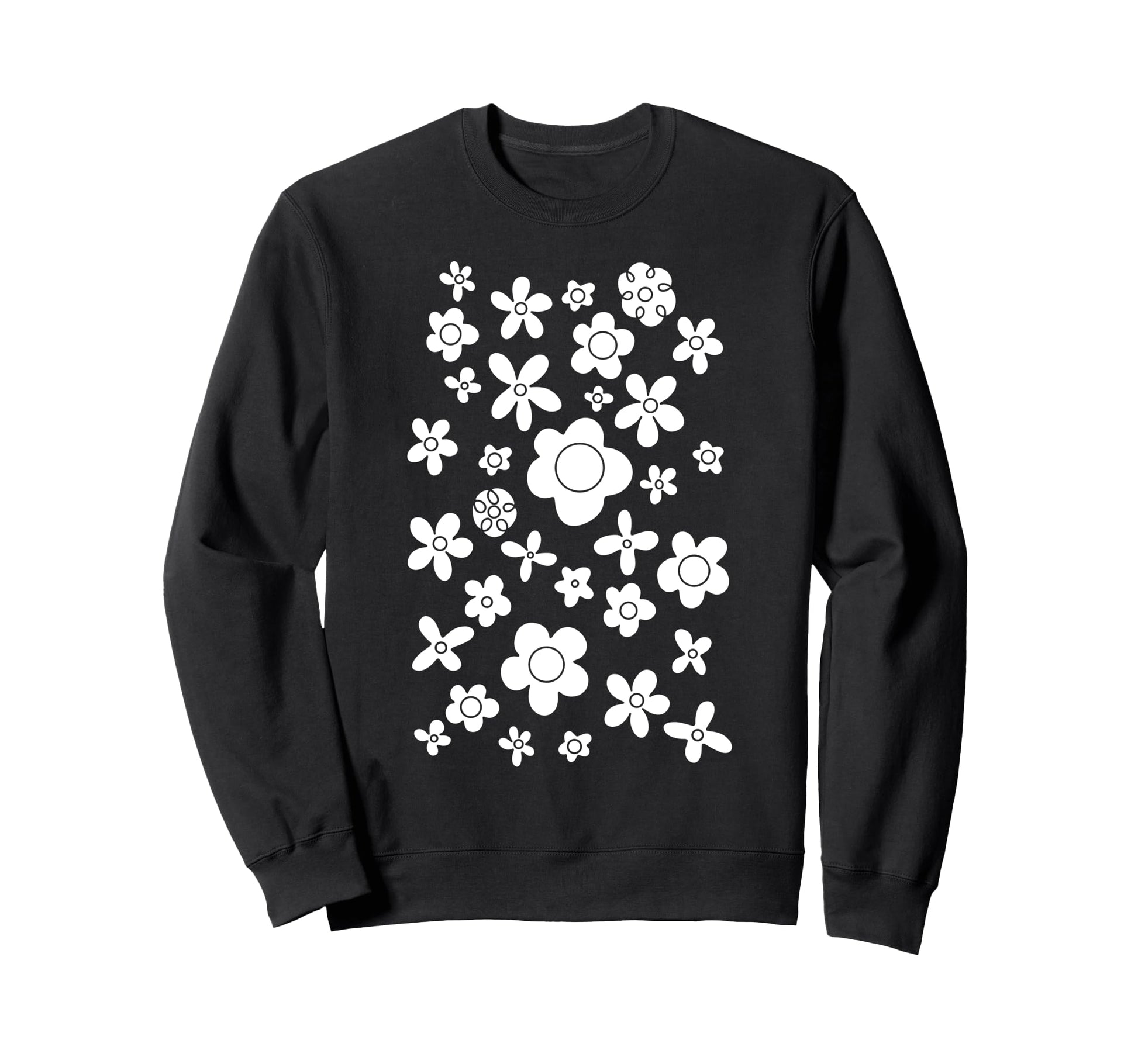 White Floral Pattern Pop Art Flower Sweatshirt - Novelty Apparel Unisex - T-Shirt, Sweatshirt, Hoodie
