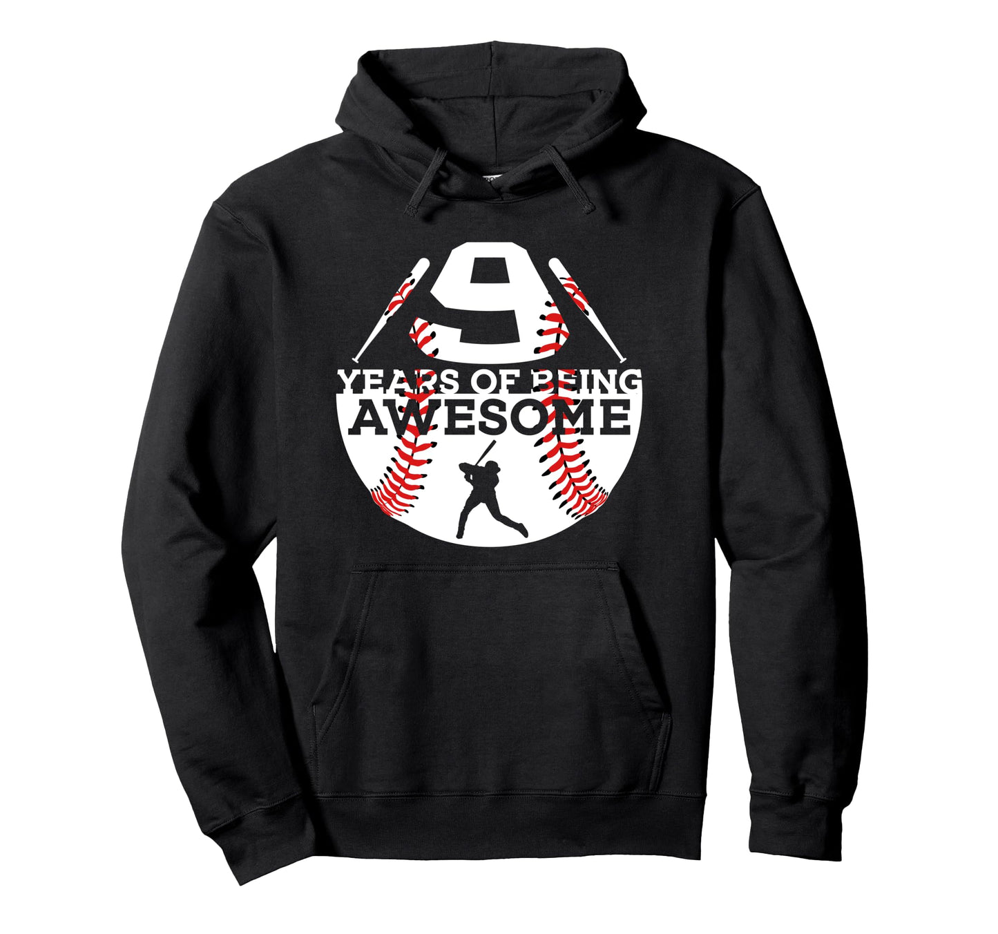 9 Years Being Awesome Baseball 9Th Hoodie - Minimalist Print for Adults - T-Shirt, Sweatshirt, Hoodie