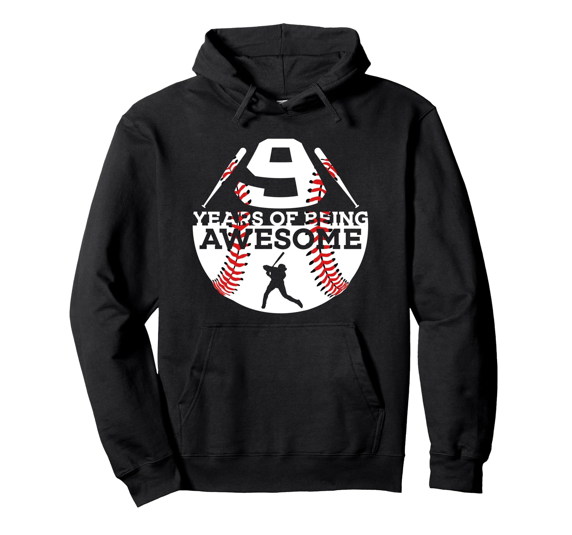9 Years Being Awesome Baseball 9Th Hoodie - Minimalist Print for Adults - T-Shirt, Sweatshirt, Hoodie