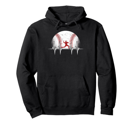 Baseball Ball Heartbeat Player Coach Hoodie - Casual Everyday Wear Unisex - T-Shirt, Sweatshirt, Hoodie