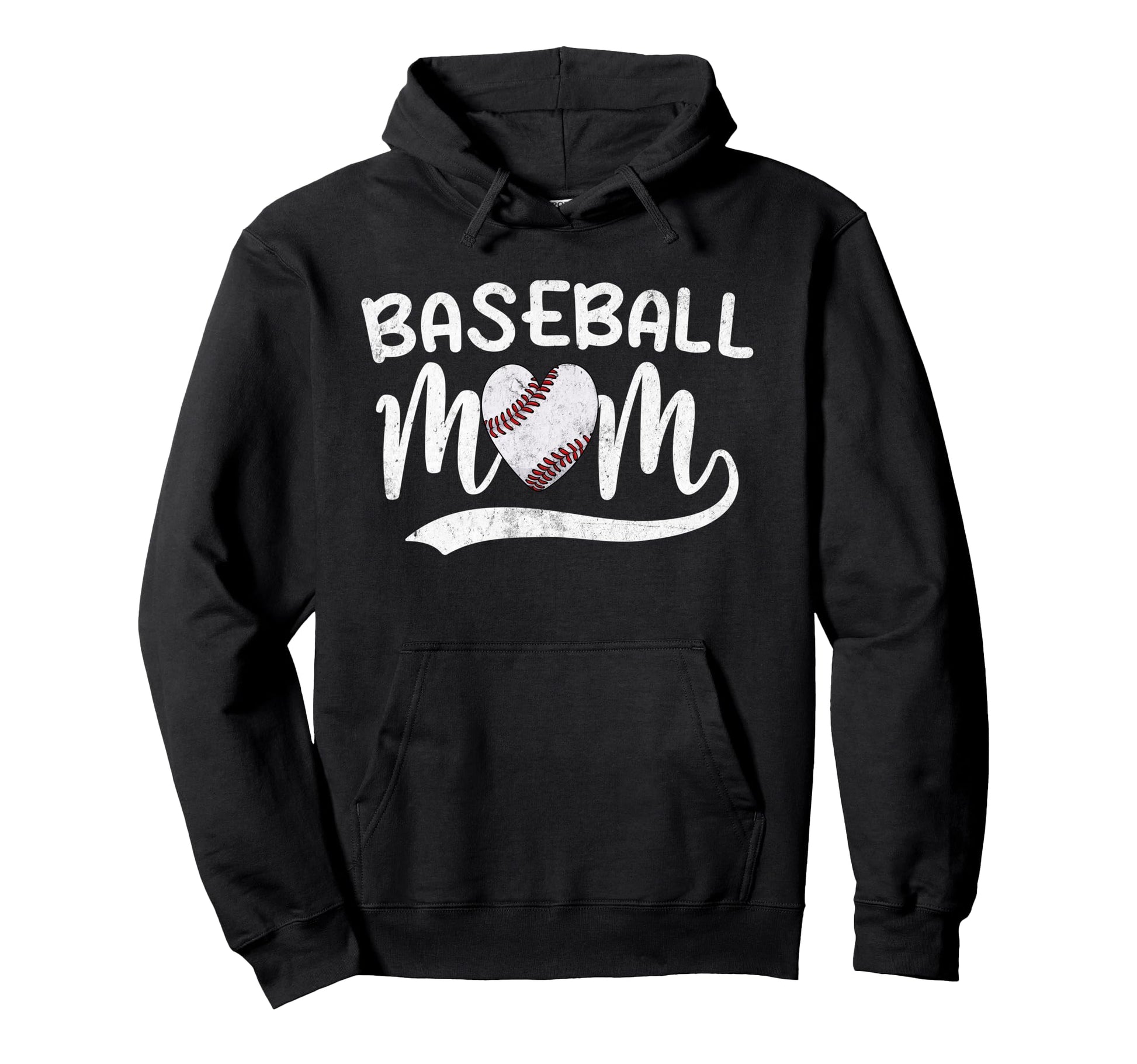 Baseball Mom Mama Funny Baseball Heart Hoodie - Unique Graphic for Adults - T-Shirt, Sweatshirt, Hoodie