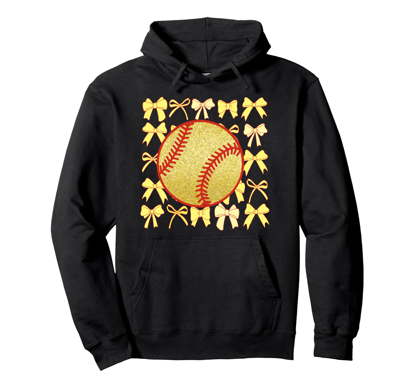 Baseball Bow Ribbon Softball Yellow Sweatshirt - Unique Graphic for Adults - T-Shirt, Sweatshirt, Hoodie