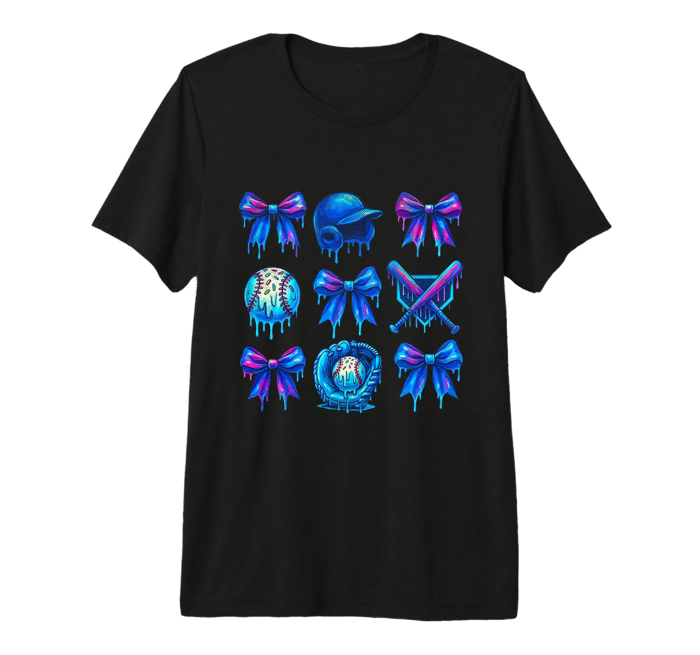 Baseball Drip Ice Cream Bow Sprinkle T-Shirt - Custom Art Print for Adults - T-Shirt, Sweatshirt, Hoodie