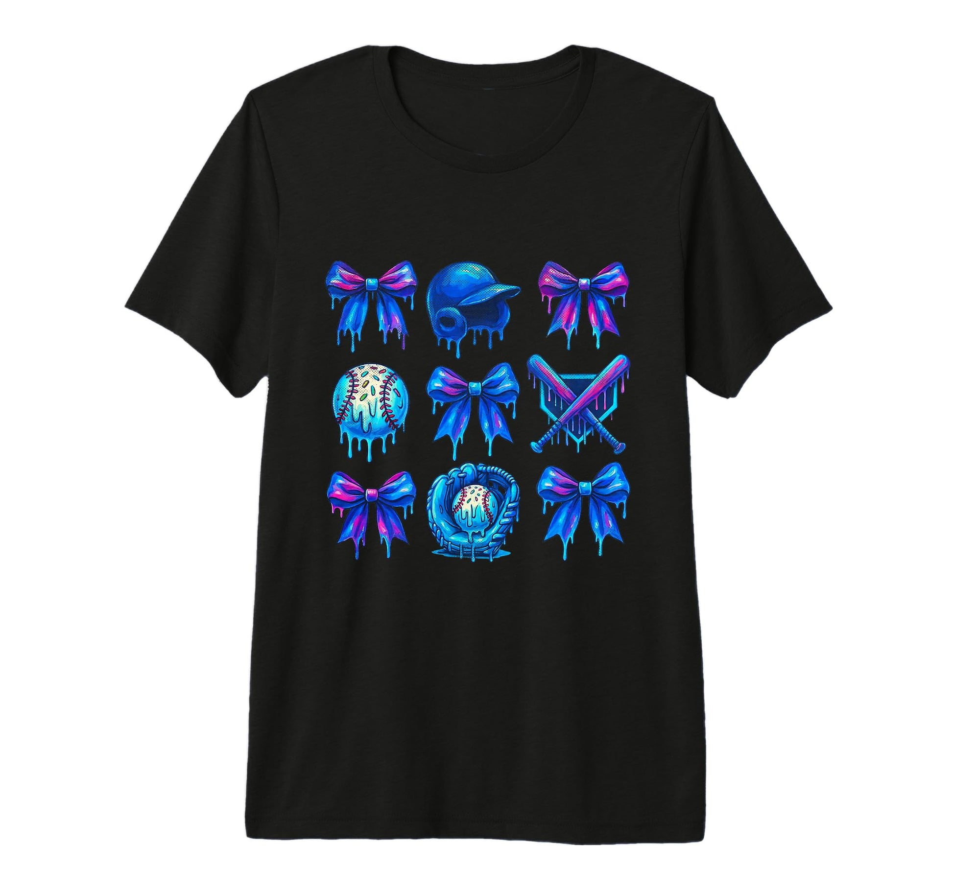 Baseball Drip Ice Cream Bow Sprinkle T-Shirt - Custom Art Print for Adults - T-Shirt, Sweatshirt, Hoodie