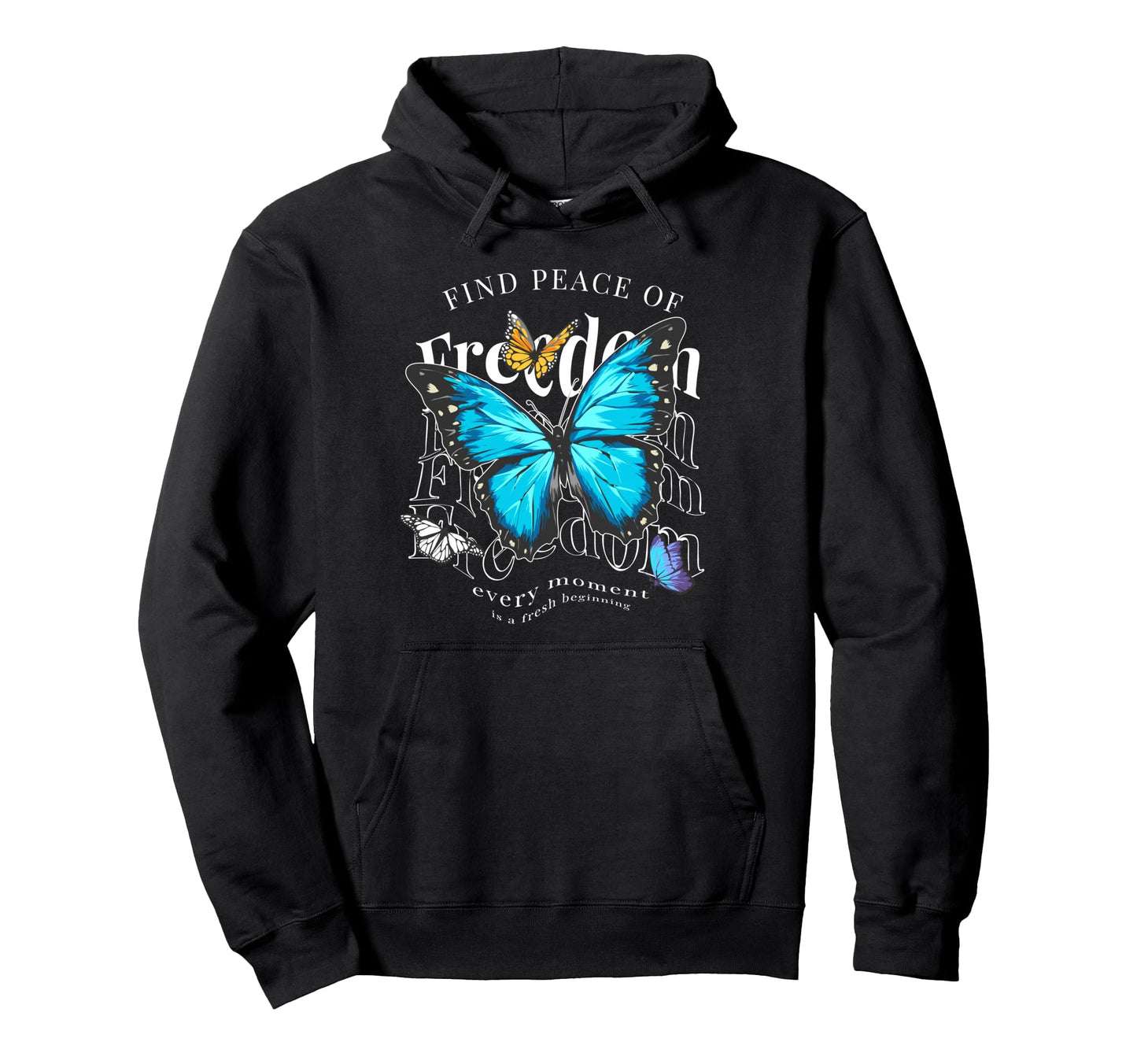 Butterfly Freedom Y2K Grunge Aesthetic Hoodie - Casual Everyday Wear Unisex - T-Shirt, Sweatshirt, Hoodie