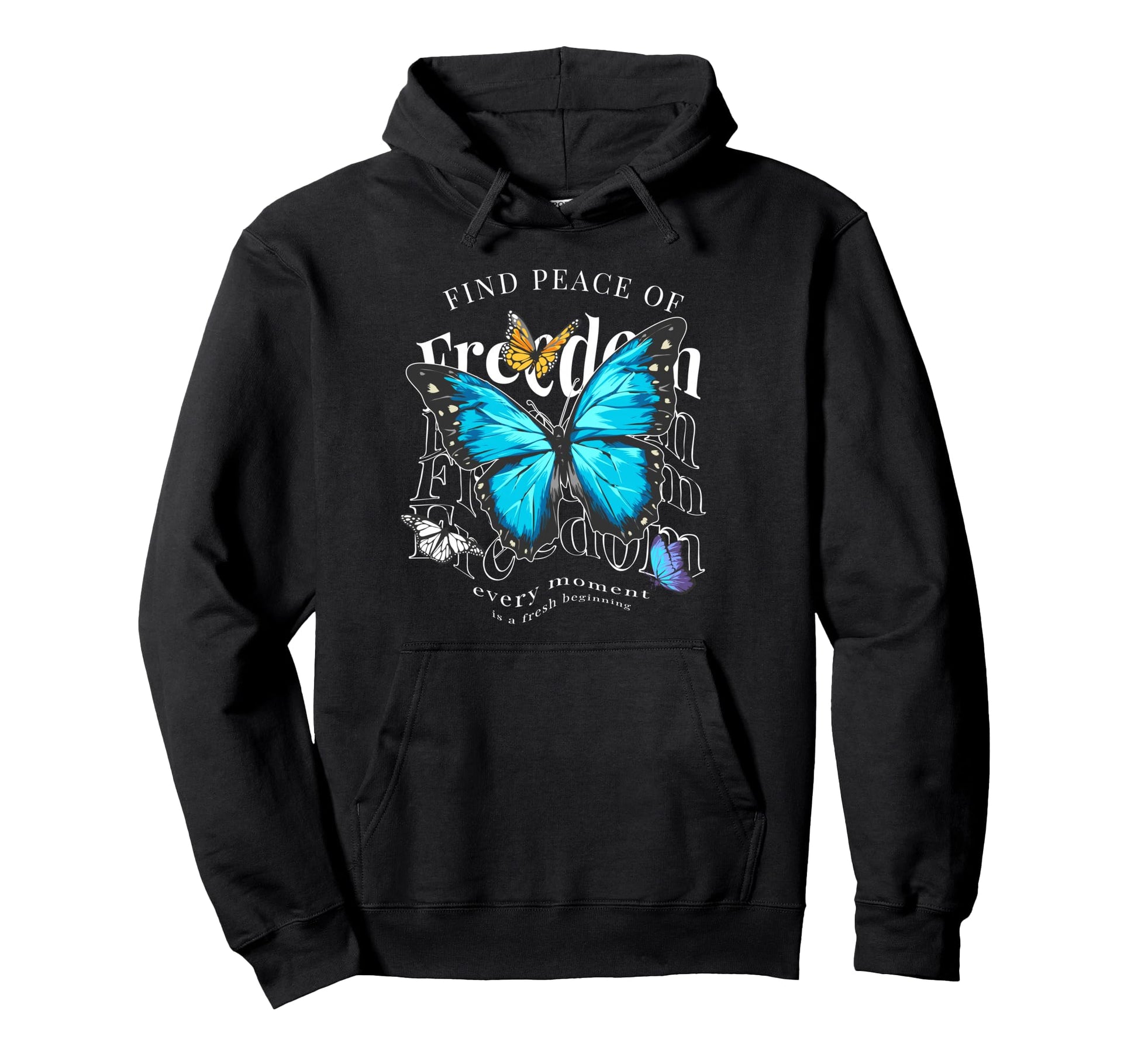 Butterfly Freedom Y2K Grunge Aesthetic Hoodie - Casual Everyday Wear Unisex - T-Shirt, Sweatshirt, Hoodie