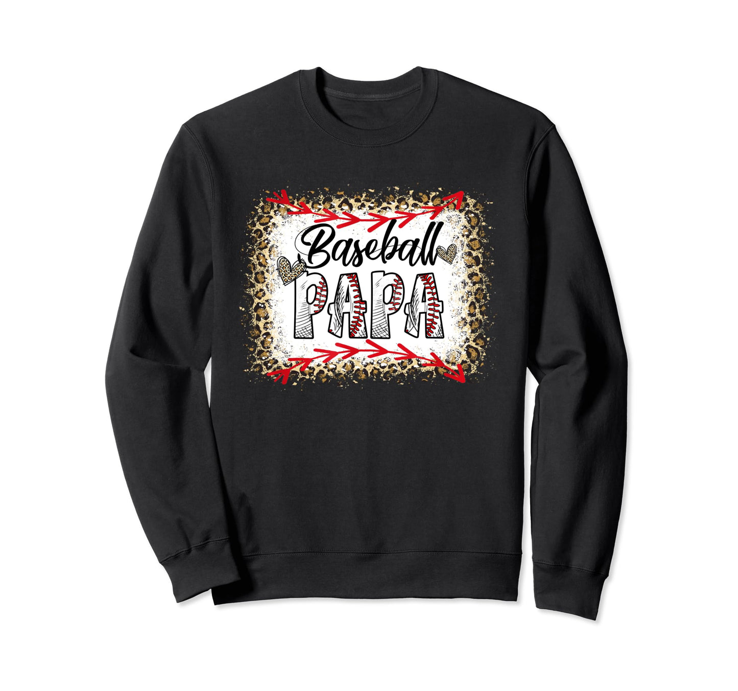 Funny Baseball Papa Leopard Sweatshirt - Fun Novelty Design for Adults - T-Shirt, Sweatshirt, Hoodie