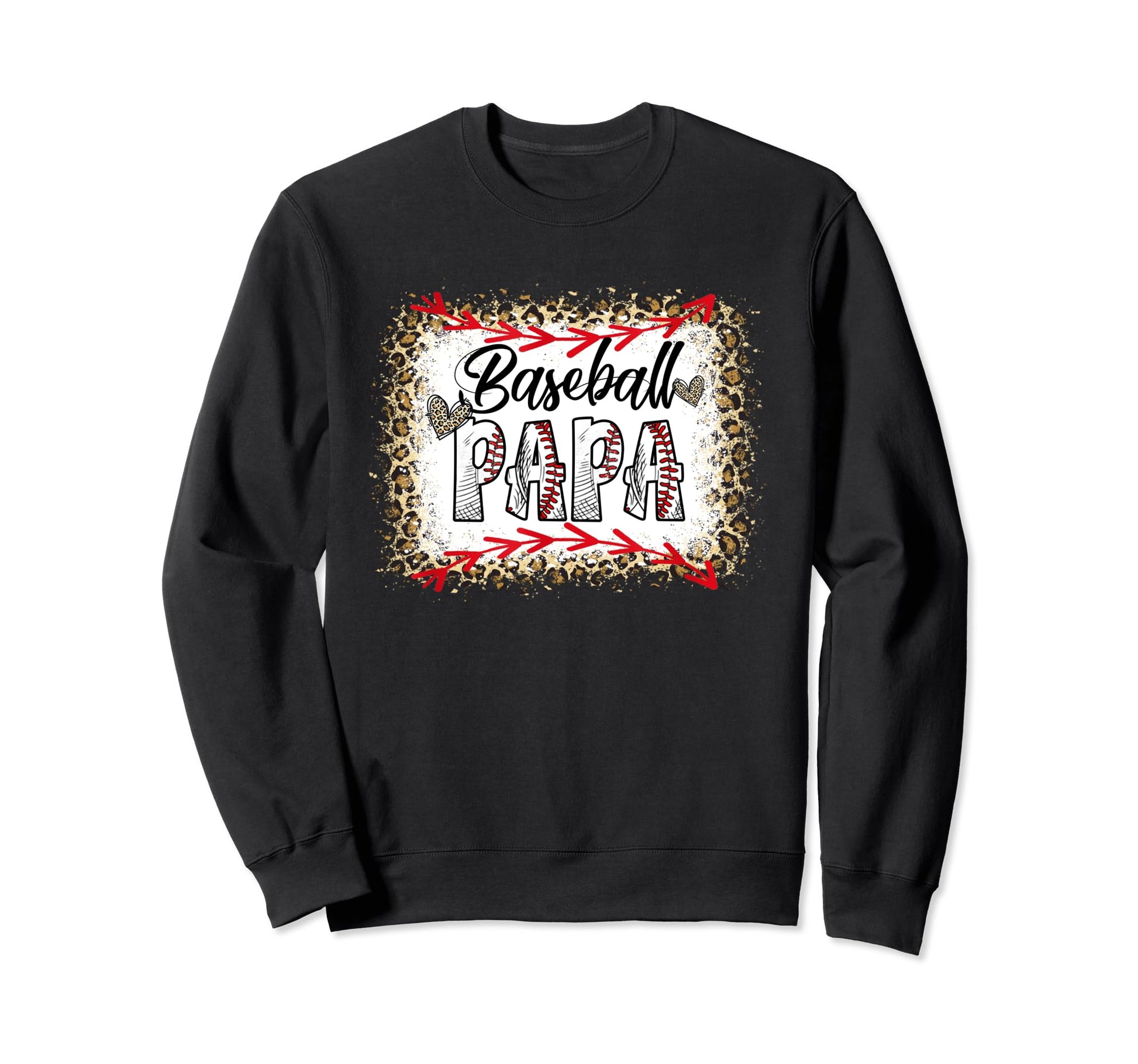Funny Baseball Papa Leopard Sweatshirt - Fun Novelty Design for Adults - T-Shirt, Sweatshirt, Hoodie