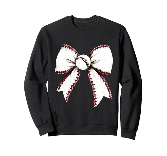 Baseball Coquette Bow Baseball Sweatshirt - Fun Novelty Design Men Women - T-Shirt, Sweatshirt, Hoodie