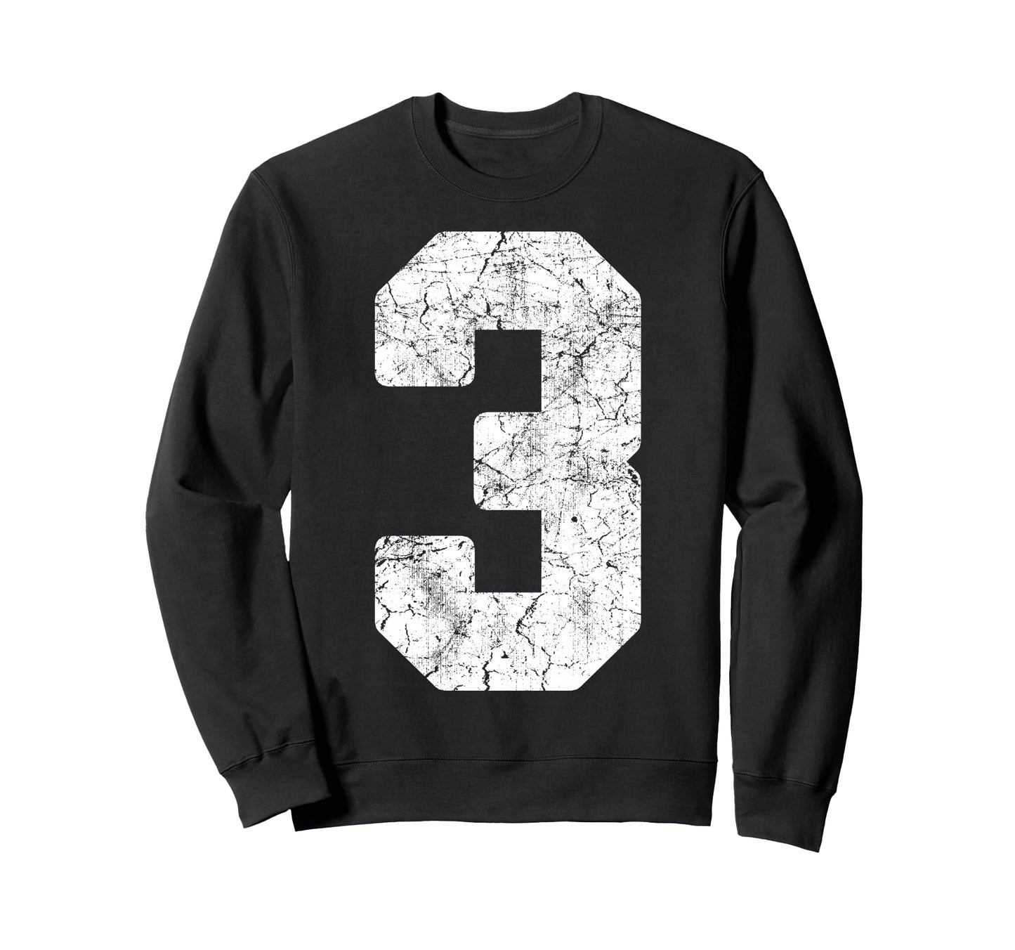 Distressed White Number 3 Jersey Sweatshirt - Unique Graphic for Adults - T-Shirt, Sweatshirt, Hoodie