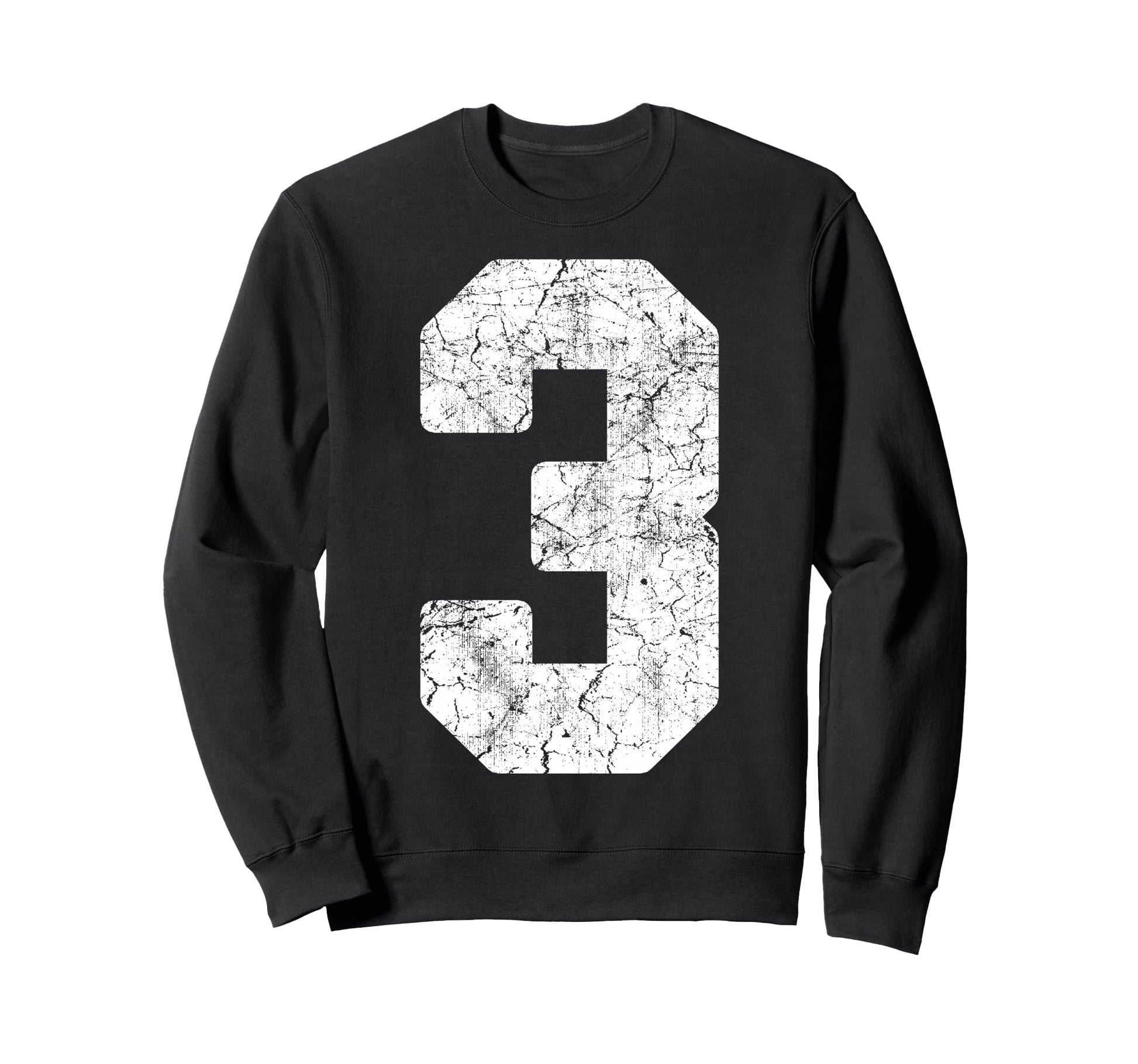 Distressed White Number 3 Jersey Sweatshirt - Unique Graphic for Adults - T-Shirt, Sweatshirt, Hoodie
