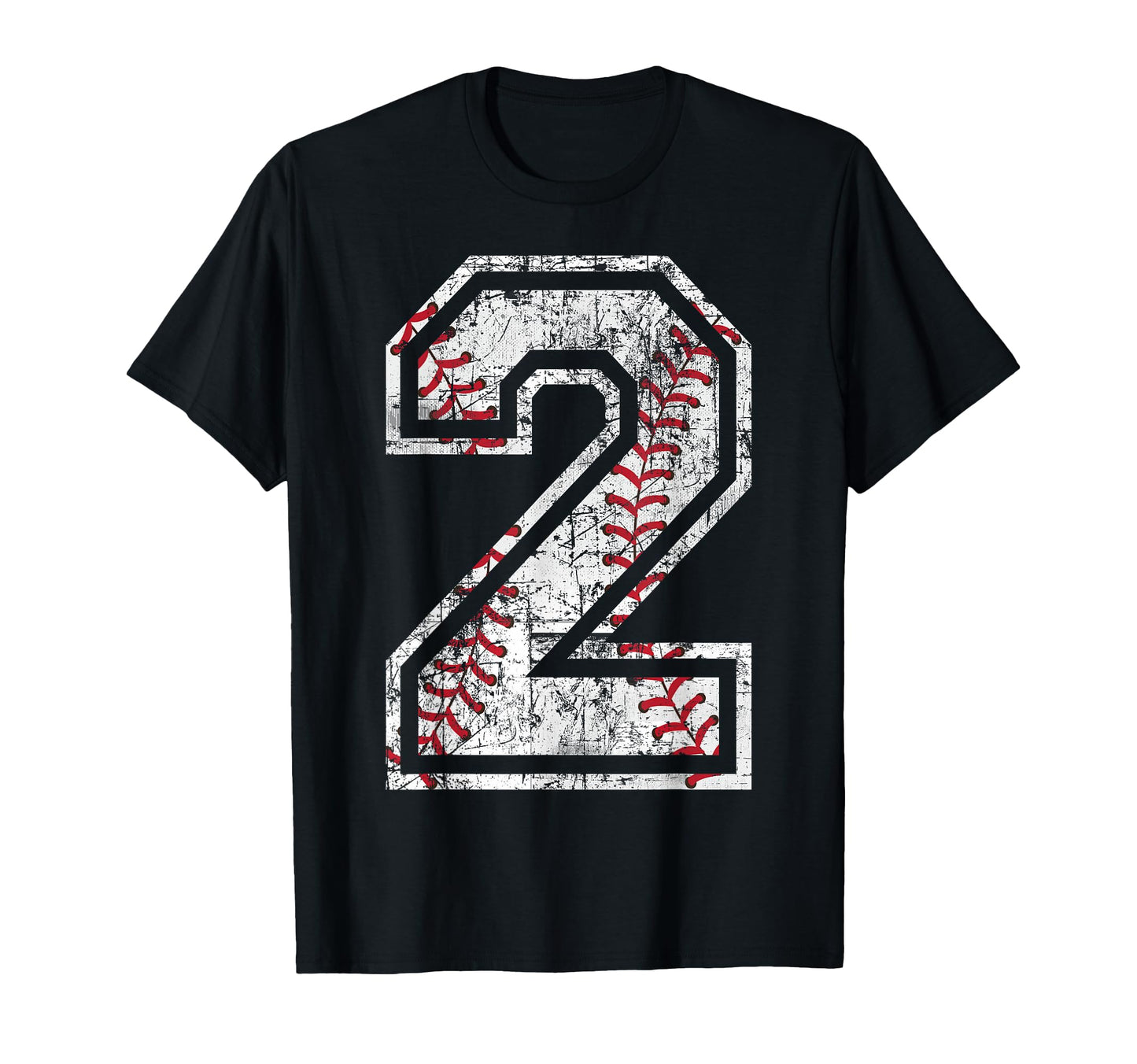 Baseball Jersey Number 2 Distressed T-Shirt - Unique Graphic Men Women - T-Shirt, Sweatshirt, Hoodie