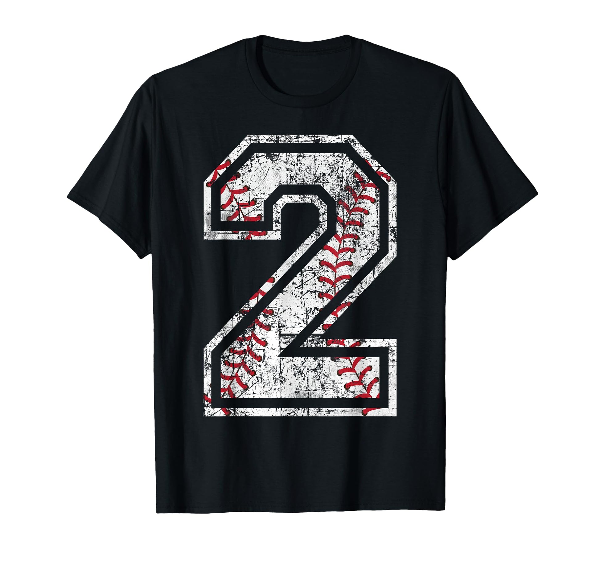 Baseball Jersey Number 2 Distressed T-Shirt - Unique Graphic Men Women - T-Shirt, Sweatshirt, Hoodie