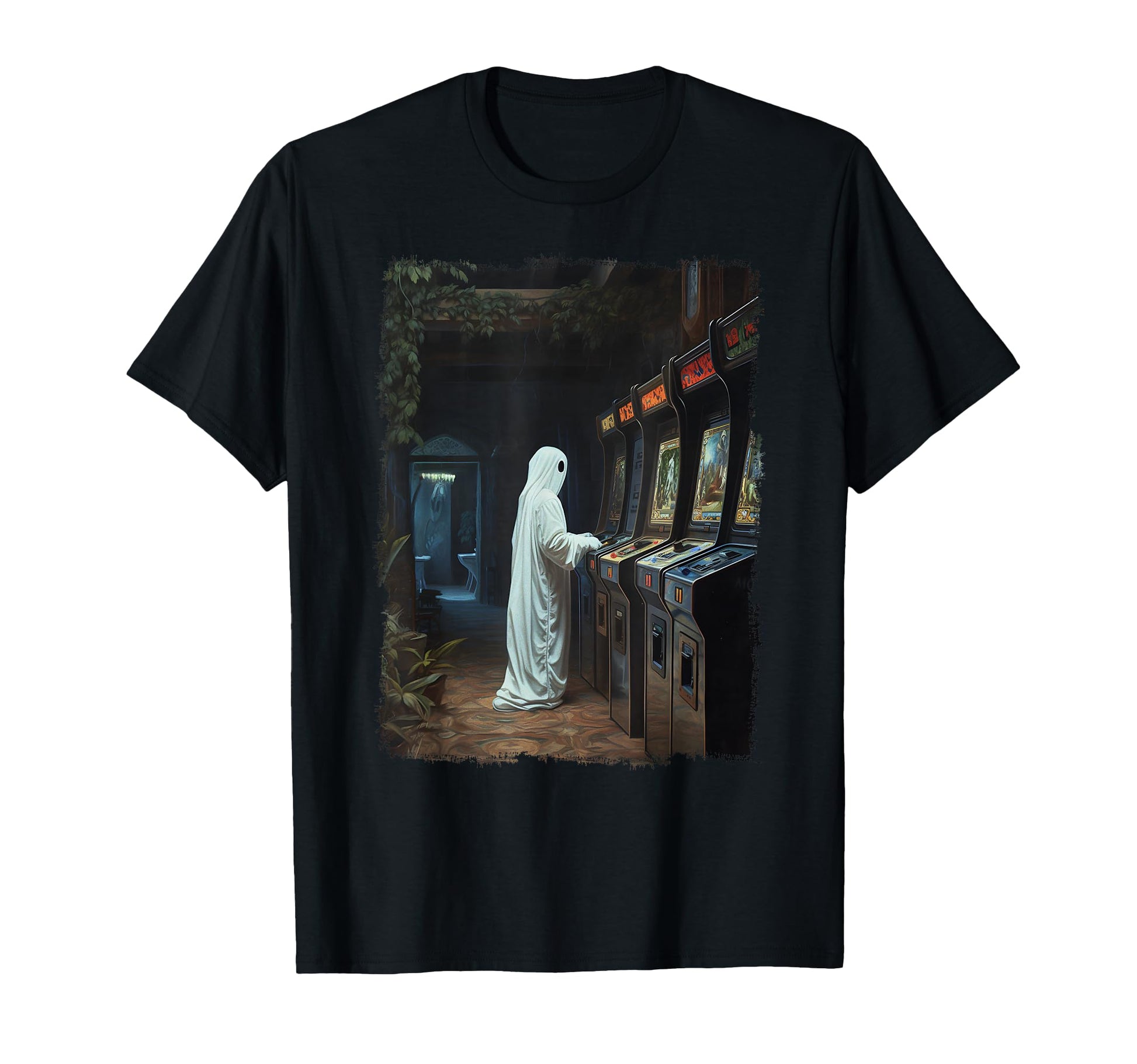 White Ghost Arcade Gaming Spooky T-Shirt - Novelty Apparel for Adults - T-Shirt, Sweatshirt, Hoodie