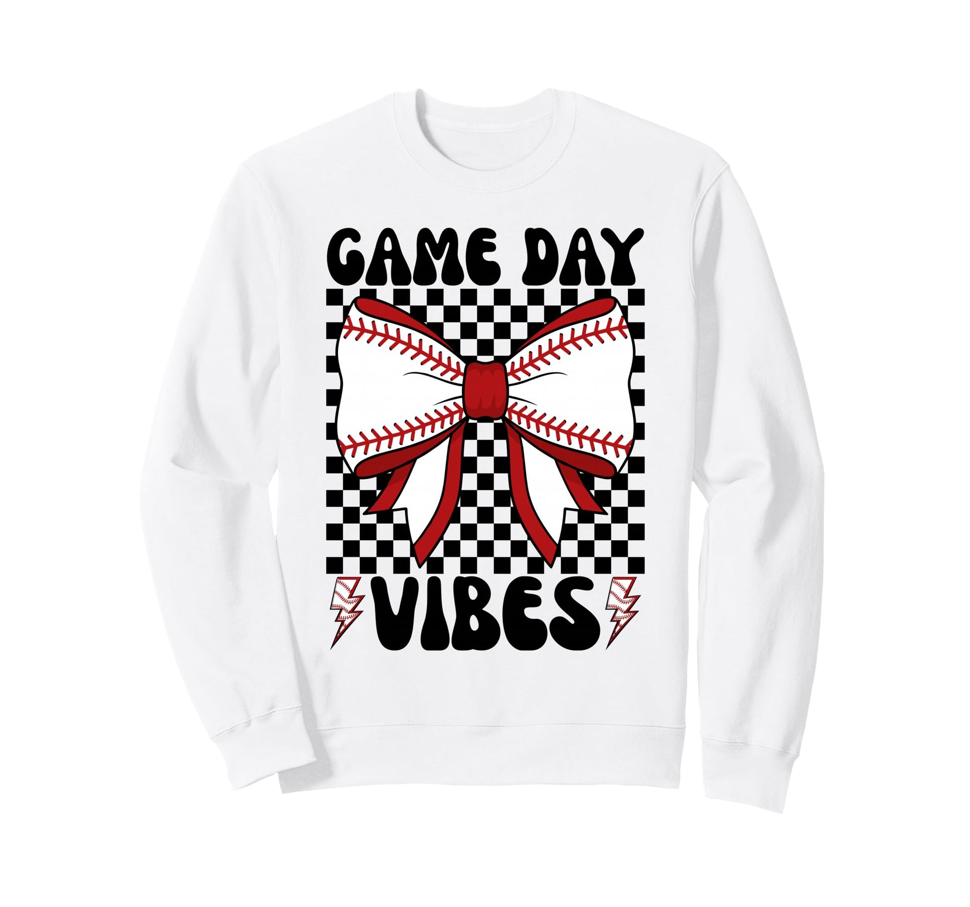 Game Day Vibes Coquette Bow Baseball Sweatshirt - Graphic Print for Adults - T-Shirt, Sweatshirt, Hoodie