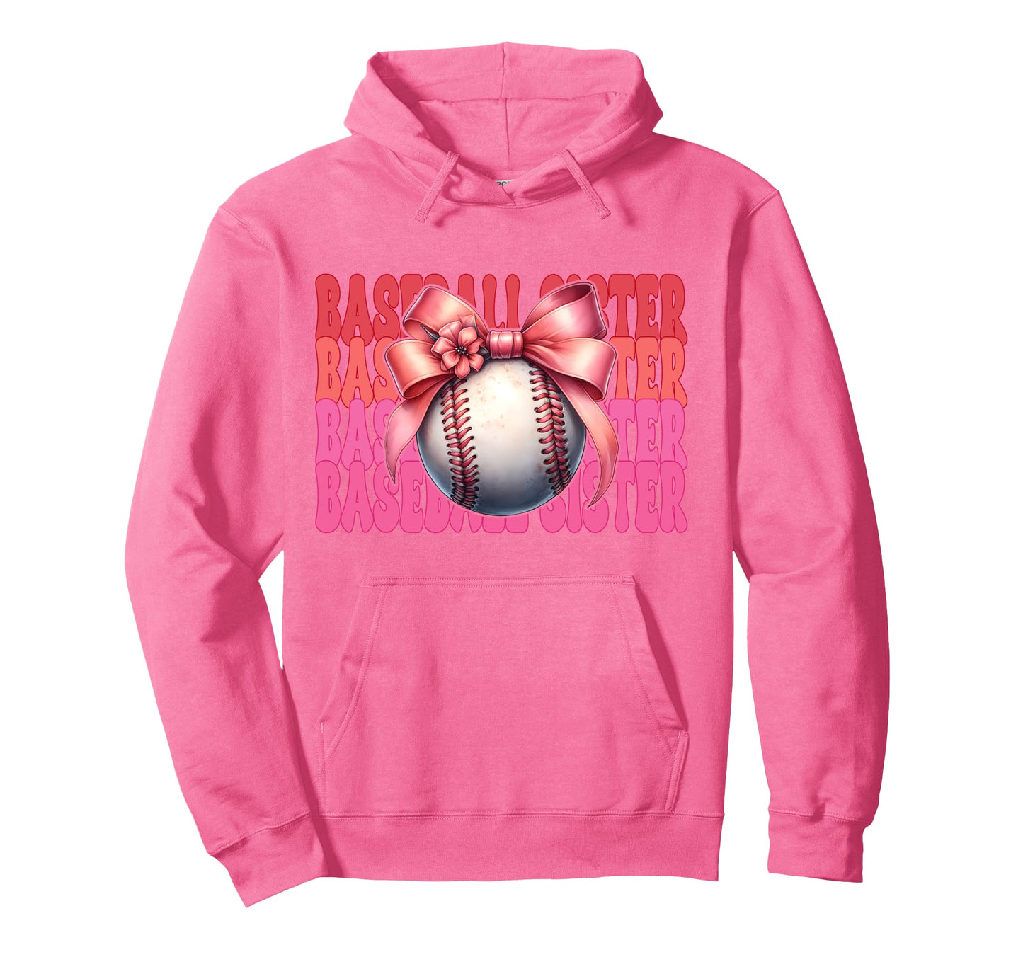Baseball Sister Baseball Coquette Bow Hoodie - Novelty Apparel for Adults - T-Shirt, Sweatshirt, Hoodie