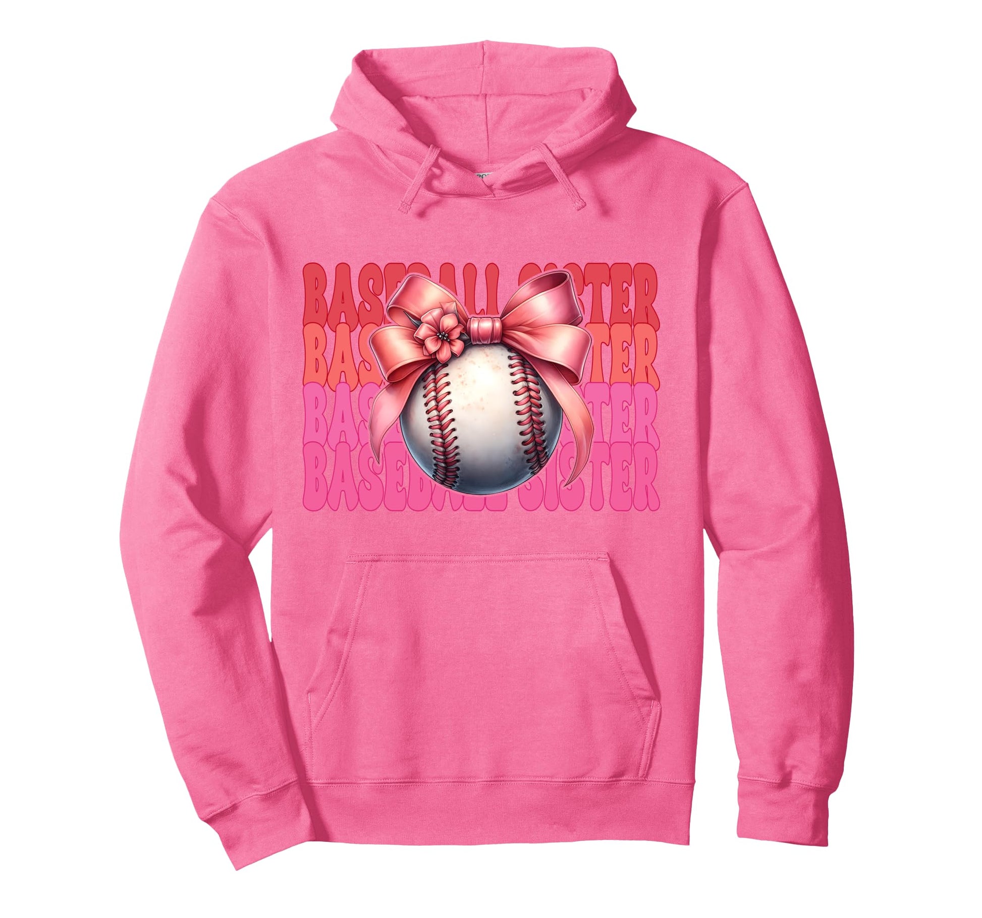 Baseball Sister Baseball Coquette Bow Hoodie - Novelty Apparel for Adults - T-Shirt, Sweatshirt, Hoodie