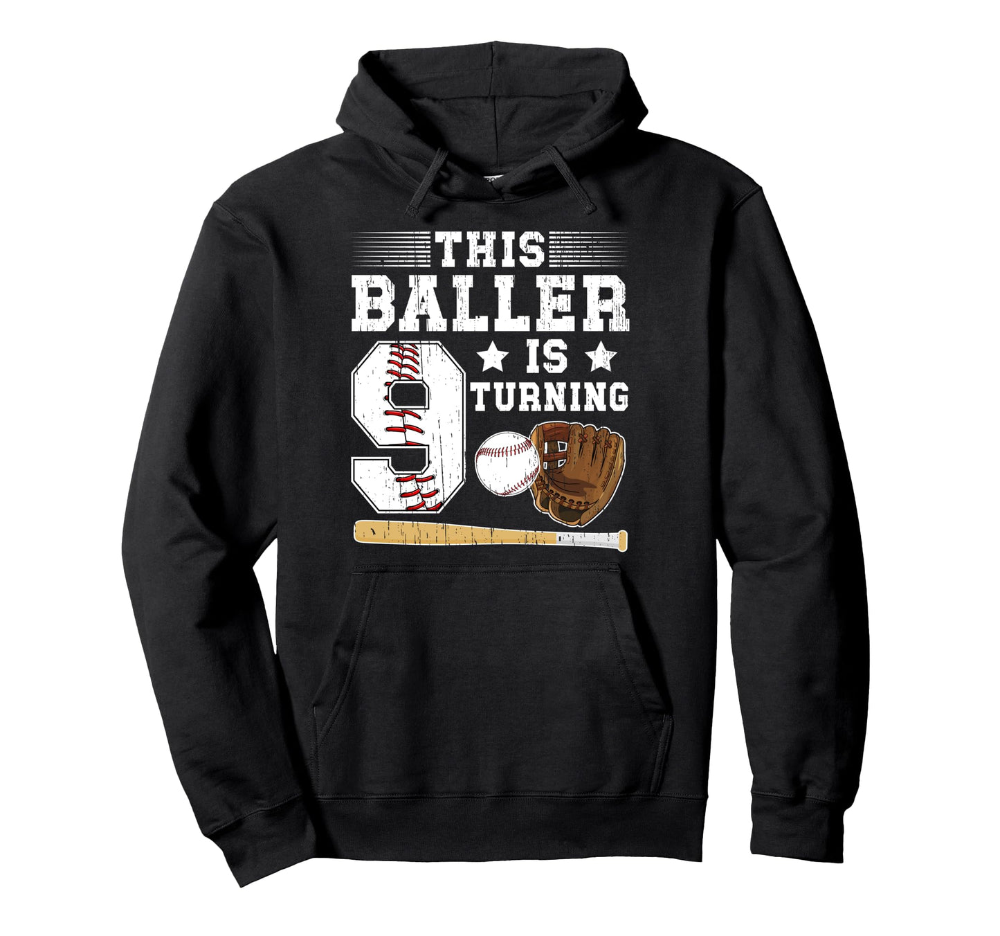 9Th Birthday Baseball 9 Year Old Hoodie - Graphic Print for Adults - T-Shirt, Sweatshirt, Hoodie