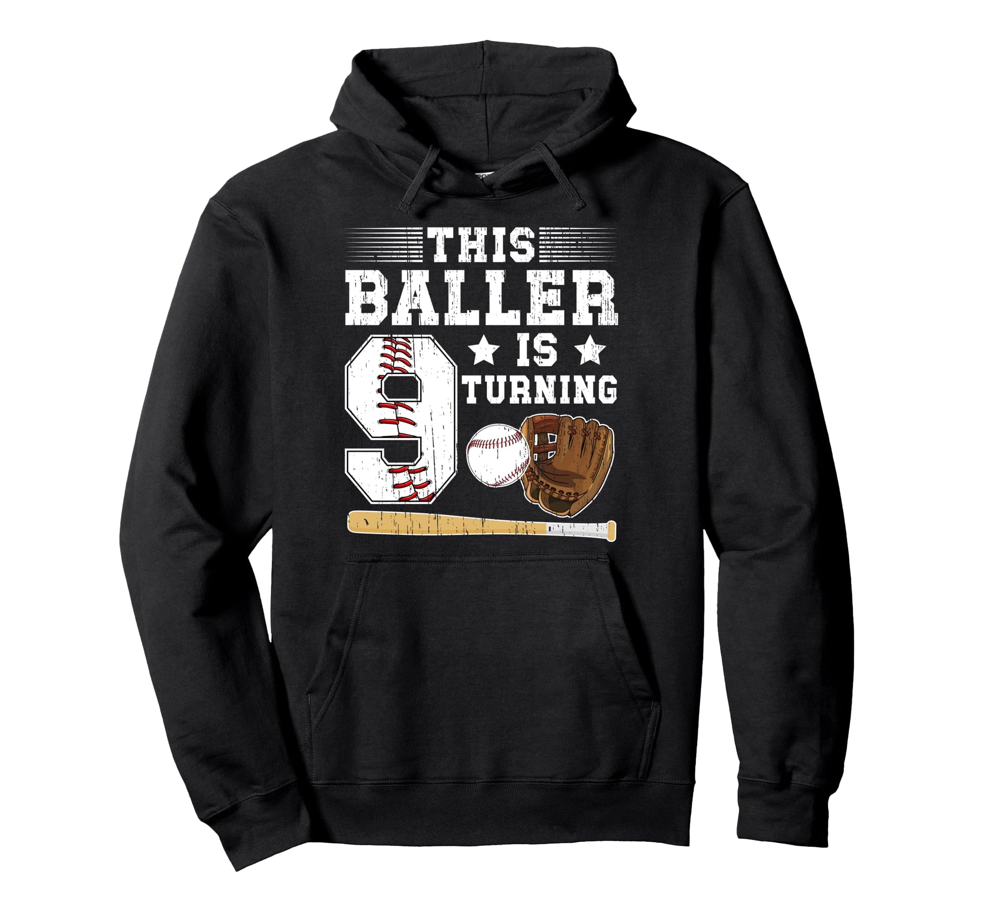 9Th Birthday Baseball 9 Year Old Hoodie - Graphic Print for Adults - T-Shirt, Sweatshirt, Hoodie