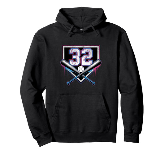 Baseball Home Ice Cream 32Th Birthday Hoodie - Minimalist Print for Adults - T-Shirt, Sweatshirt, Hoodie