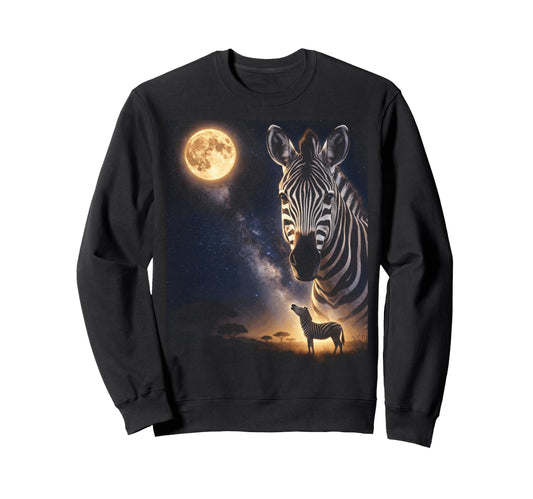 90S Zebra Howling Moon Y2K Aesthetic Sweatshirt - Aesthetic Graphic Unisex - T-Shirt, Sweatshirt, Hoodie
