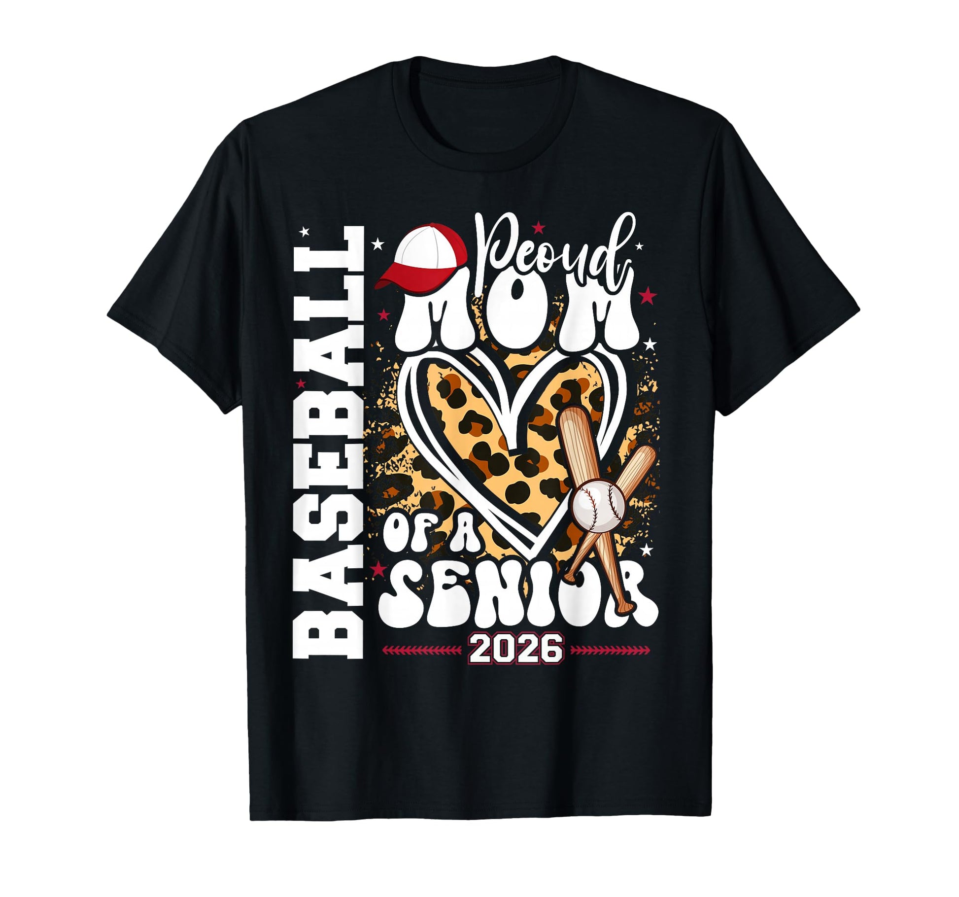 Proud Mom 2026 Senior Baseball Leopard T-Shirt - Minimalist Print Unisex - T-Shirt, Sweatshirt, Hoodie