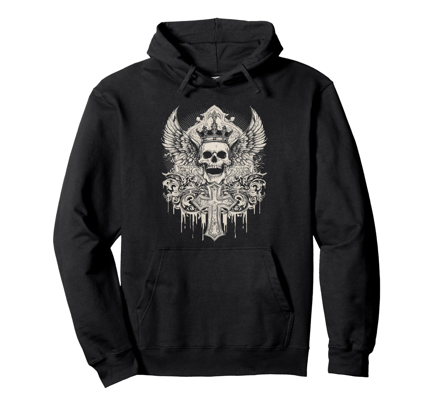 Y2K Gothic Emo Skull Crown Wings Hoodie - Fun Novelty Design Men Women - T-Shirt, Sweatshirt, Hoodie
