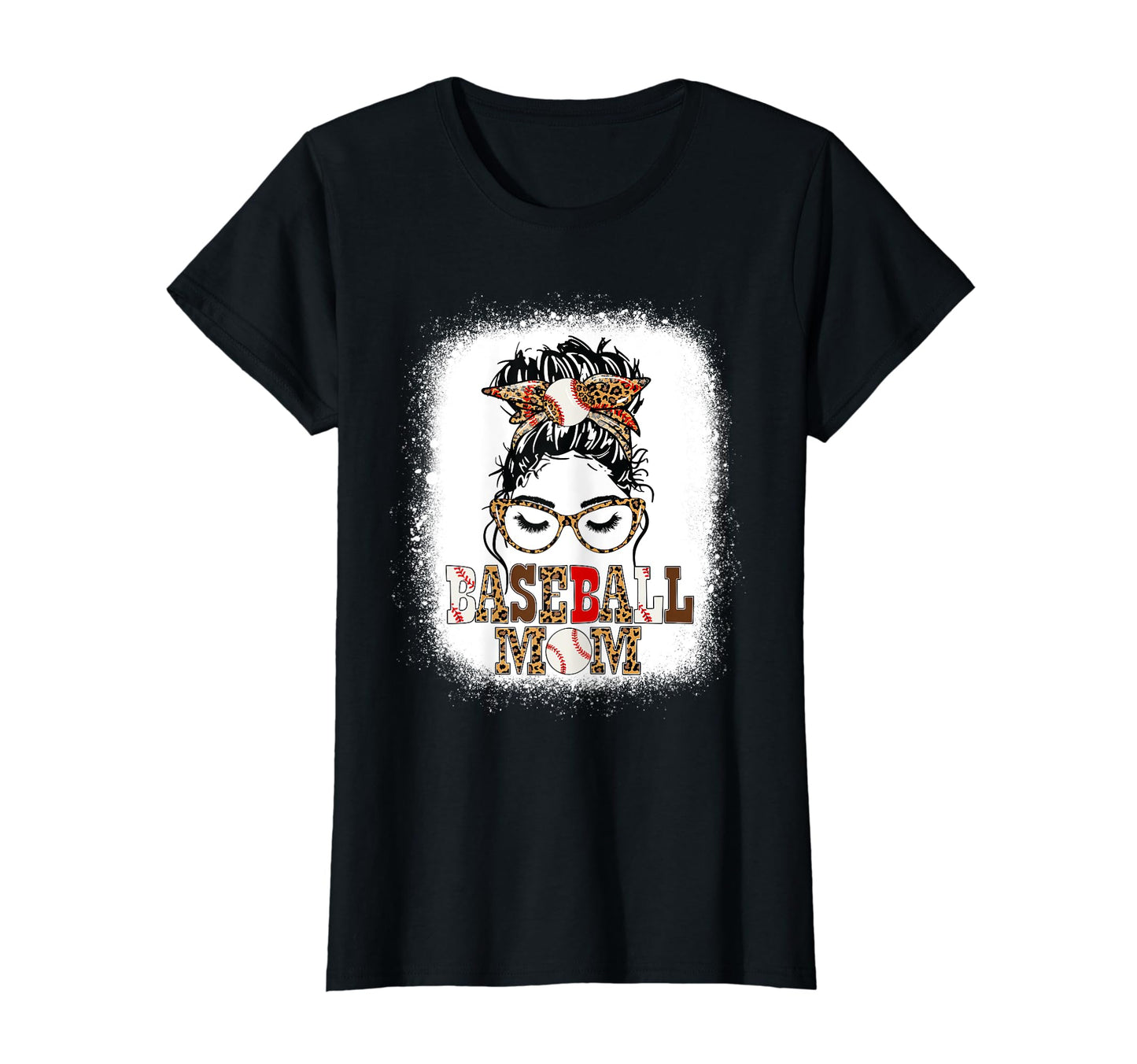 Loud Proud Baseball Mom Messy Bun T-Shirt - Custom Art Print Unisex - T-Shirt, Sweatshirt, Hoodie