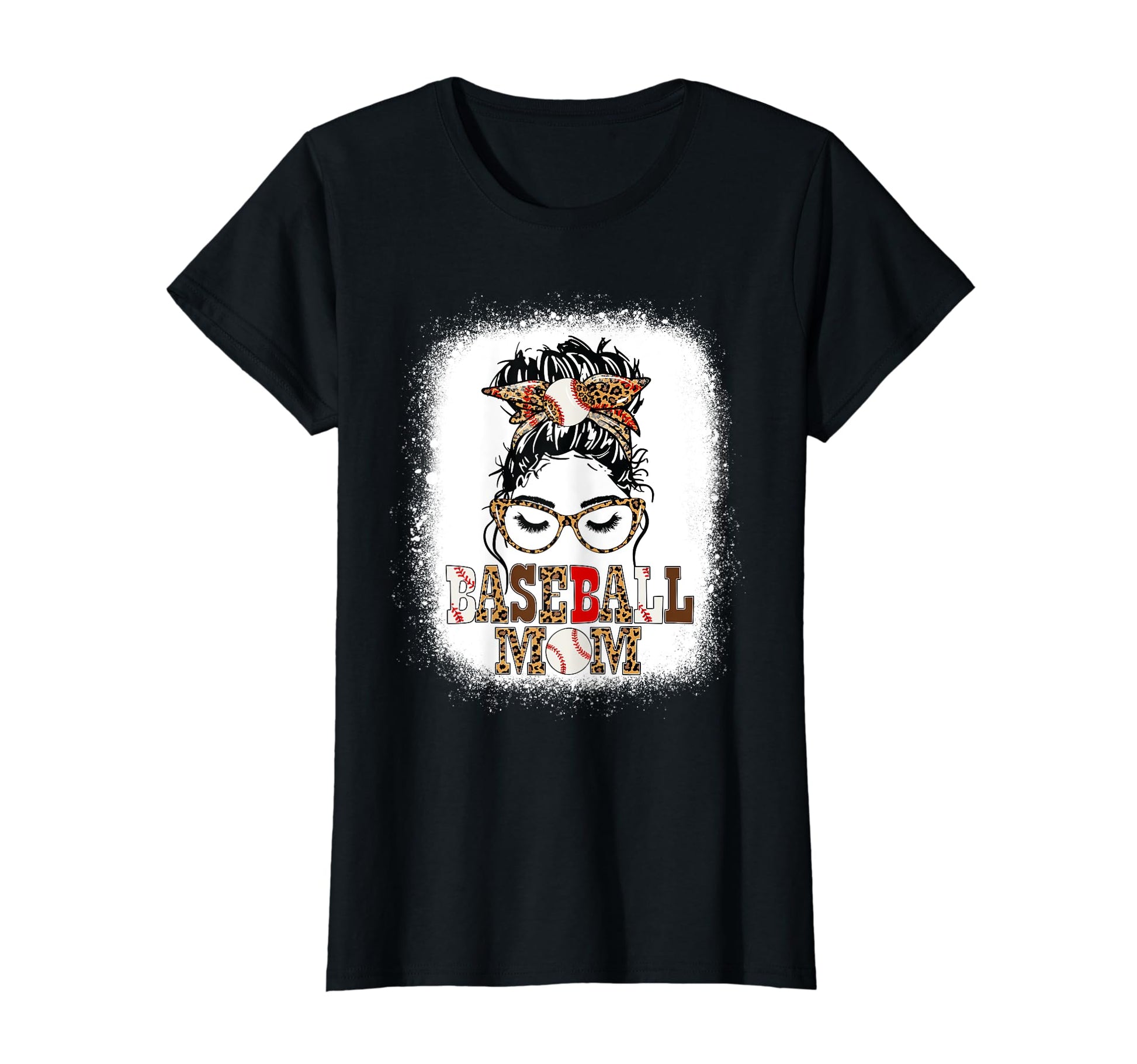 Loud Proud Baseball Mom Messy Bun T-Shirt - Custom Art Print Unisex - T-Shirt, Sweatshirt, Hoodie