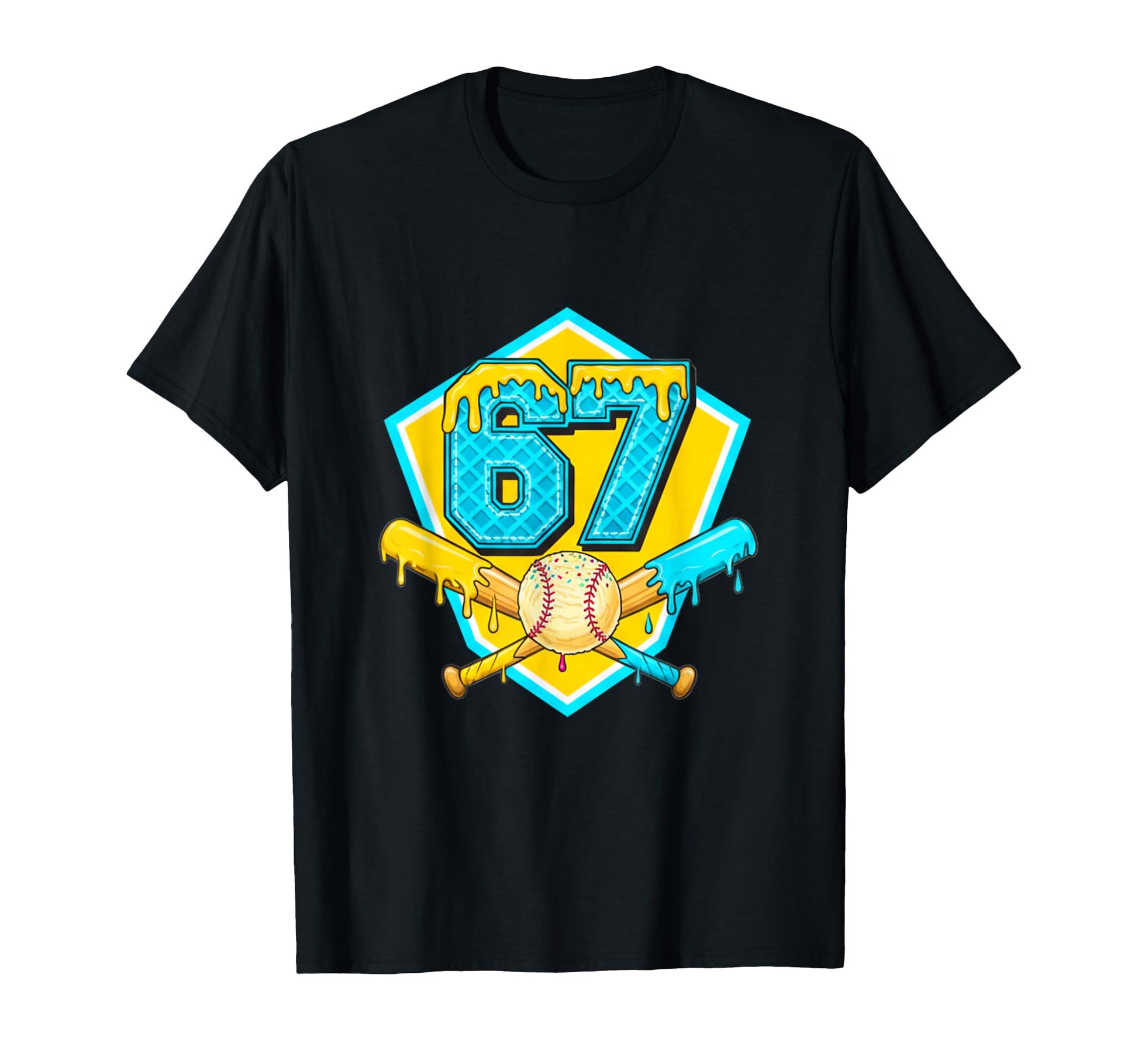 Baseball Drip Jersey Number 67 T-Shirt - Custom Art Print for Adults - T-Shirt, Sweatshirt, Hoodie