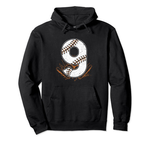 Baseball Birthday 9Th Birthday Party Hoodie - Minimalist Print Unisex - T-Shirt, Sweatshirt, Hoodie