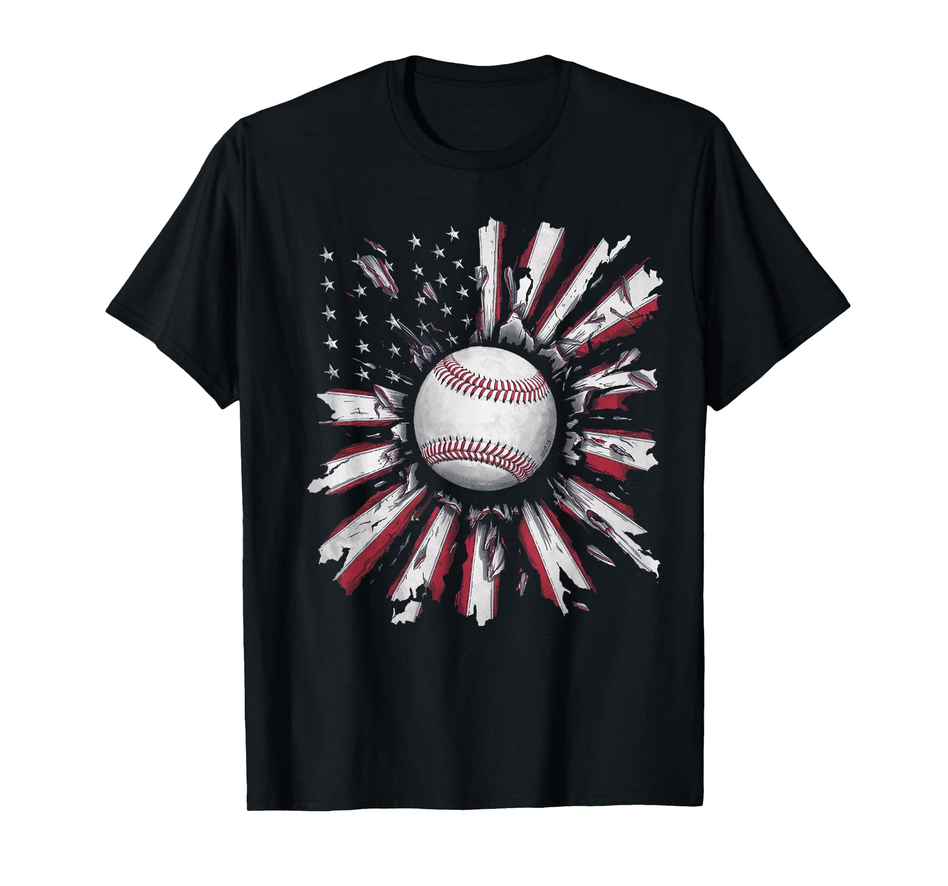 American Flag Baseball Player Bat T-Shirt - Casual Everyday Wear Men Women - T-Shirt, Sweatshirt, Hoodie