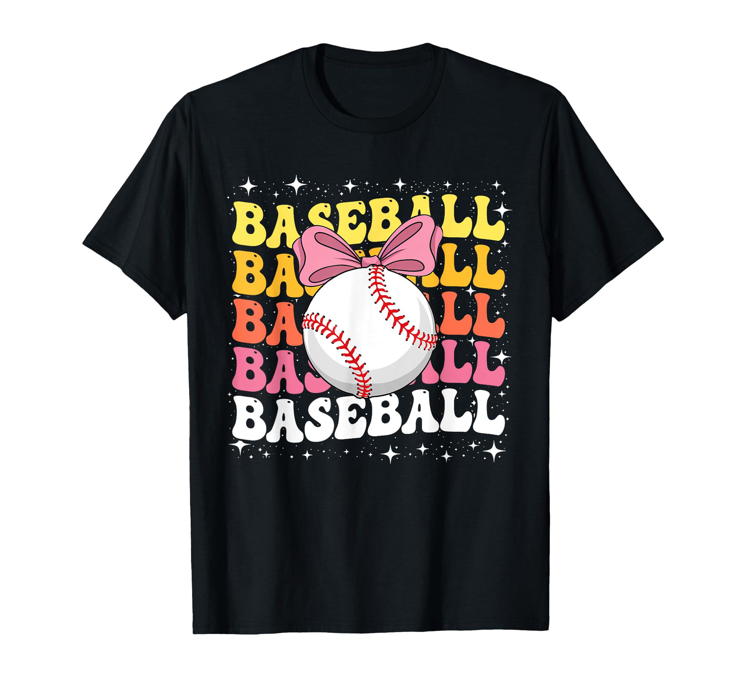 Groovy Baseball Coquette Bow Baseball T-Shirt - Unique Graphic Men Women - T-Shirt, Sweatshirt, Hoodie