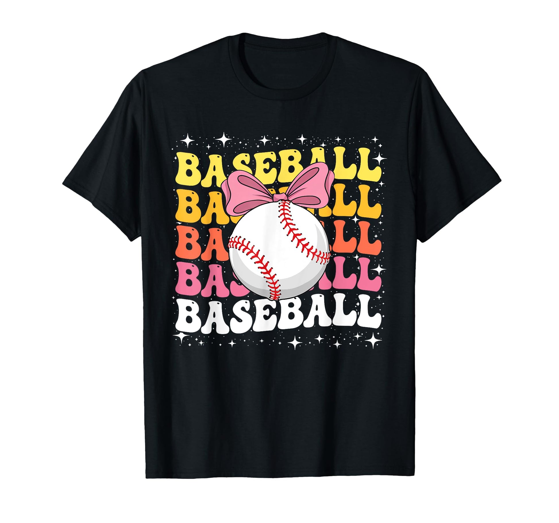 Groovy Baseball Coquette Bow Baseball T-Shirt - Unique Graphic Men Women - T-Shirt, Sweatshirt, Hoodie