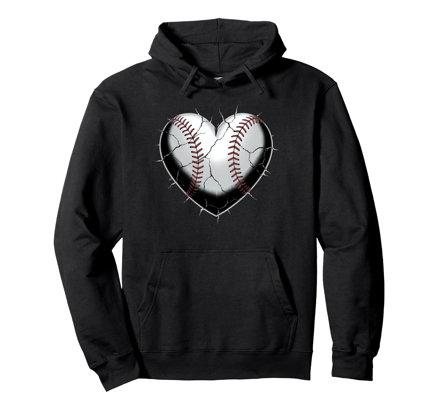 Baseball Cracked Heart Love Seams Hoodie - Aesthetic Graphic Unisex - T-Shirt, Sweatshirt, Hoodie