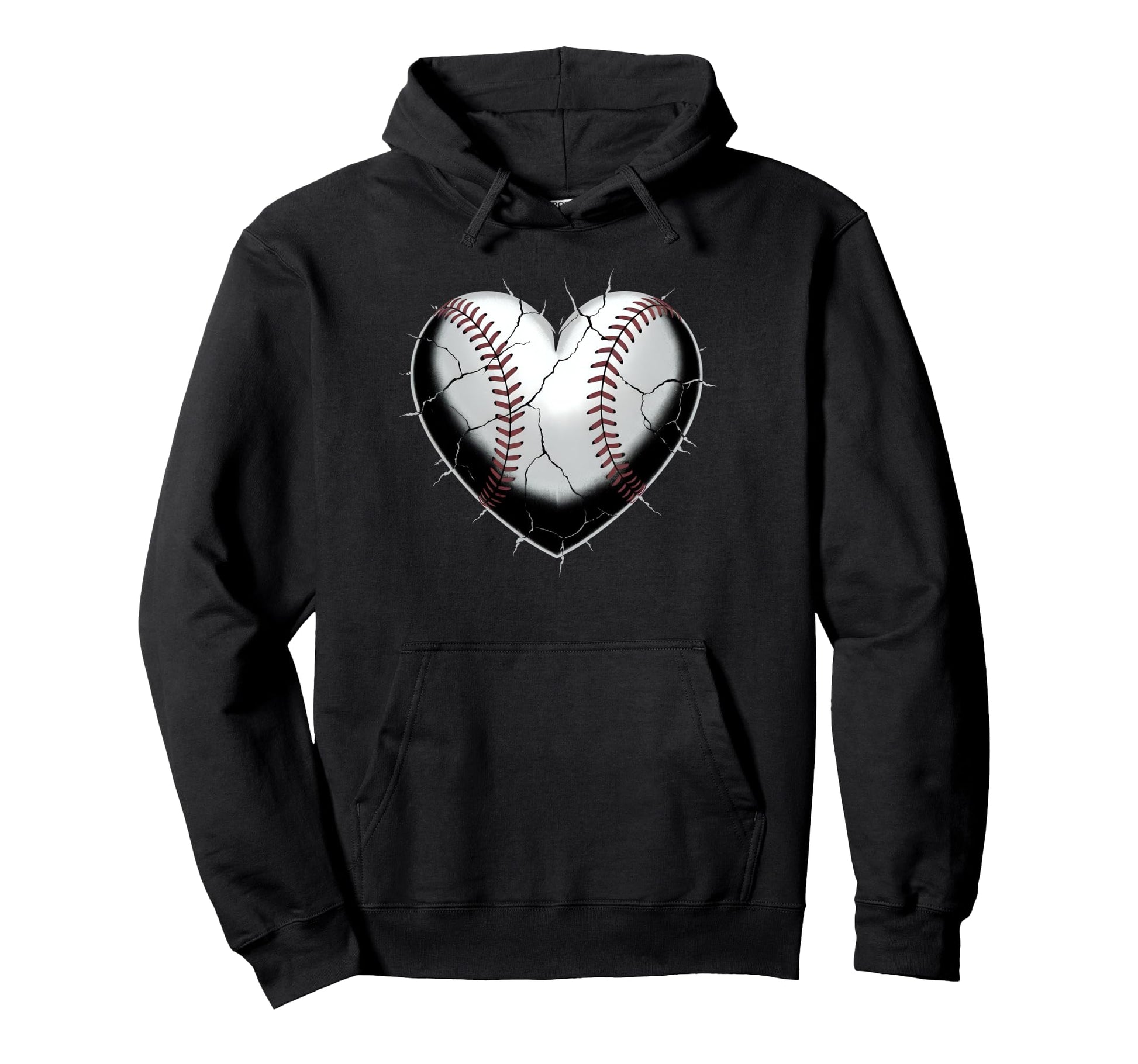 Baseball Cracked Heart Love Seams Hoodie - Aesthetic Graphic Unisex - T-Shirt, Sweatshirt, Hoodie