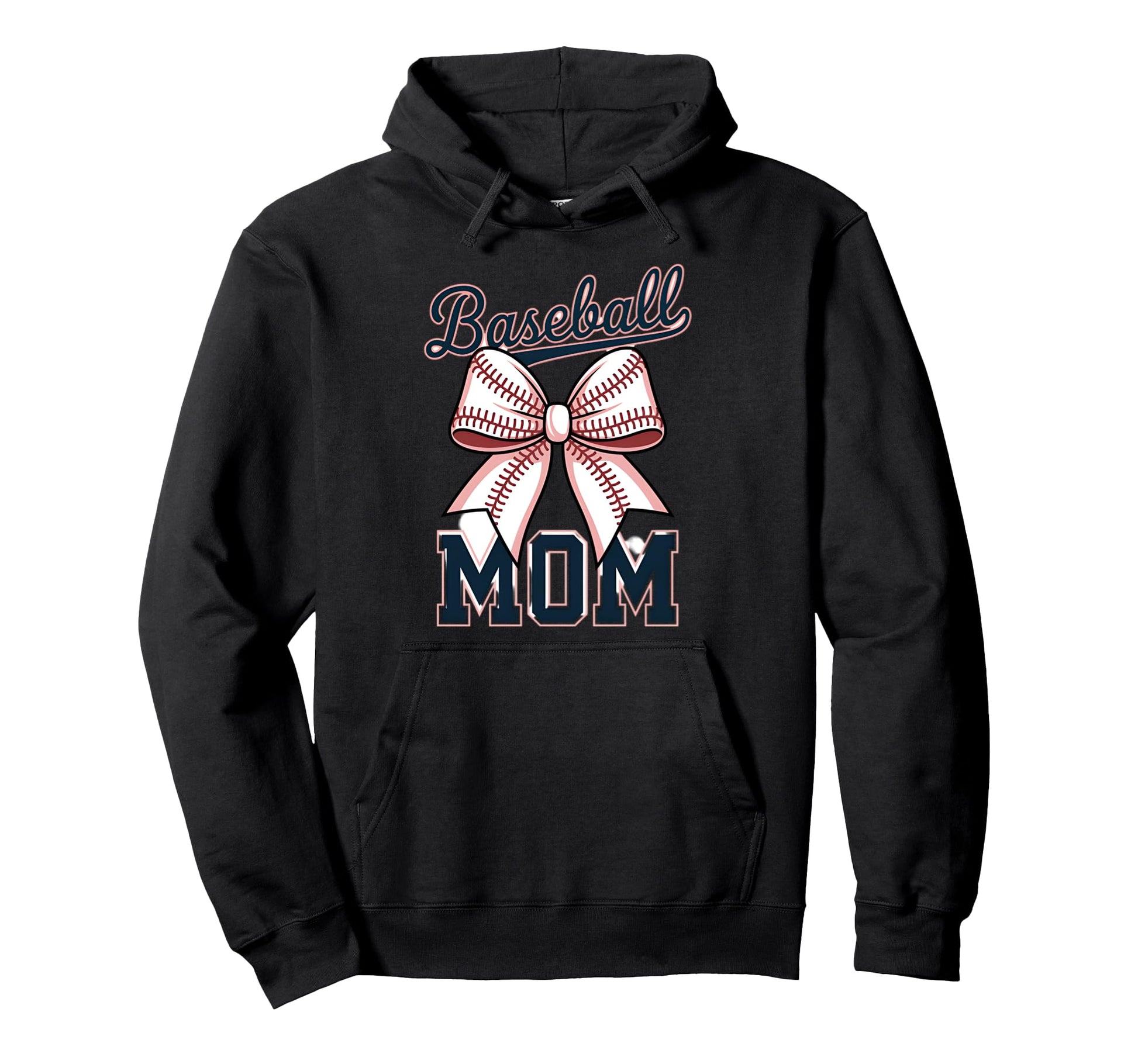 Baseball Mom Coquette Bow Hoodie - Graphic Print for Adults - T-Shirt, Sweatshirt, Hoodie