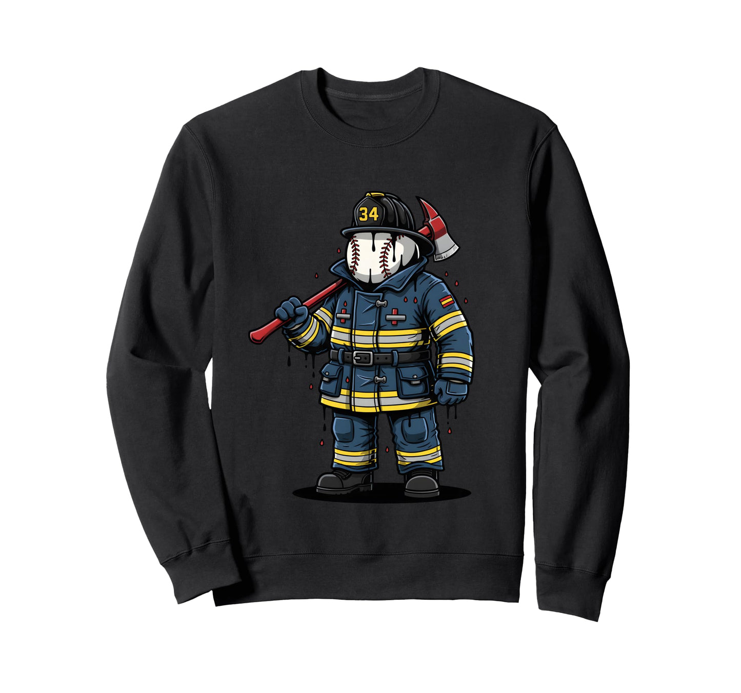 Firefighter Baseball Skull Axe Hero Sweatshirt - Unique Graphic Men Women - T-Shirt, Sweatshirt, Hoodie