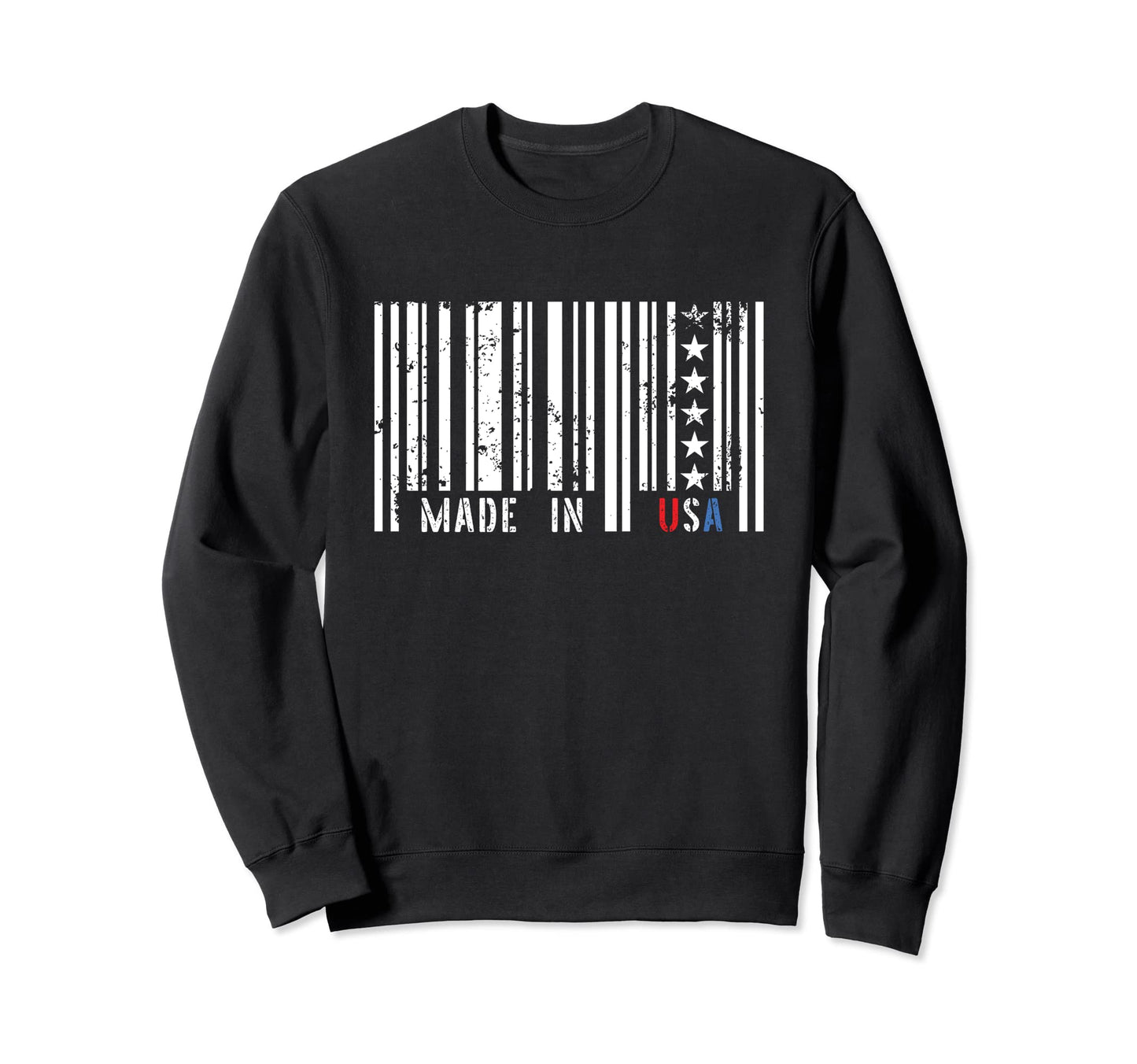 Usa Barcode Stars Stripes American Sweatshirt - Fun Novelty Design Unisex - T-Shirt, Sweatshirt, Hoodie