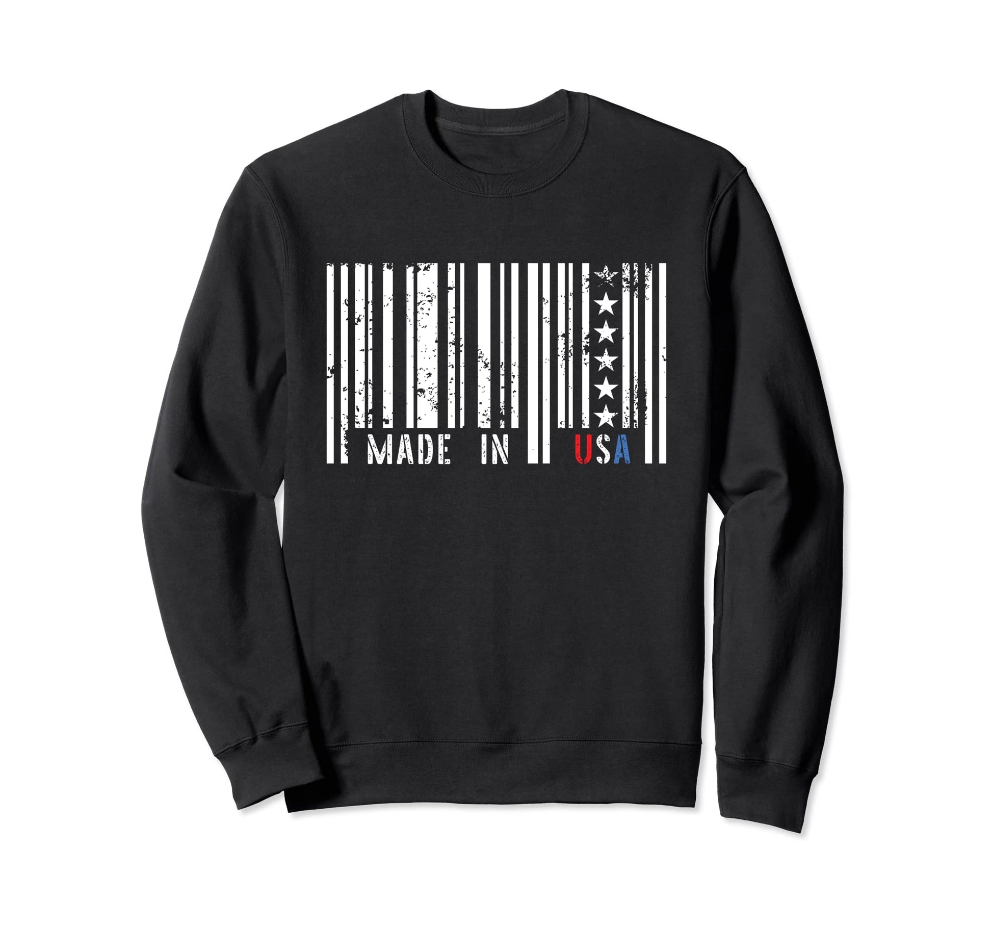 Usa Barcode Stars Stripes American Sweatshirt - Fun Novelty Design Unisex - T-Shirt, Sweatshirt, Hoodie