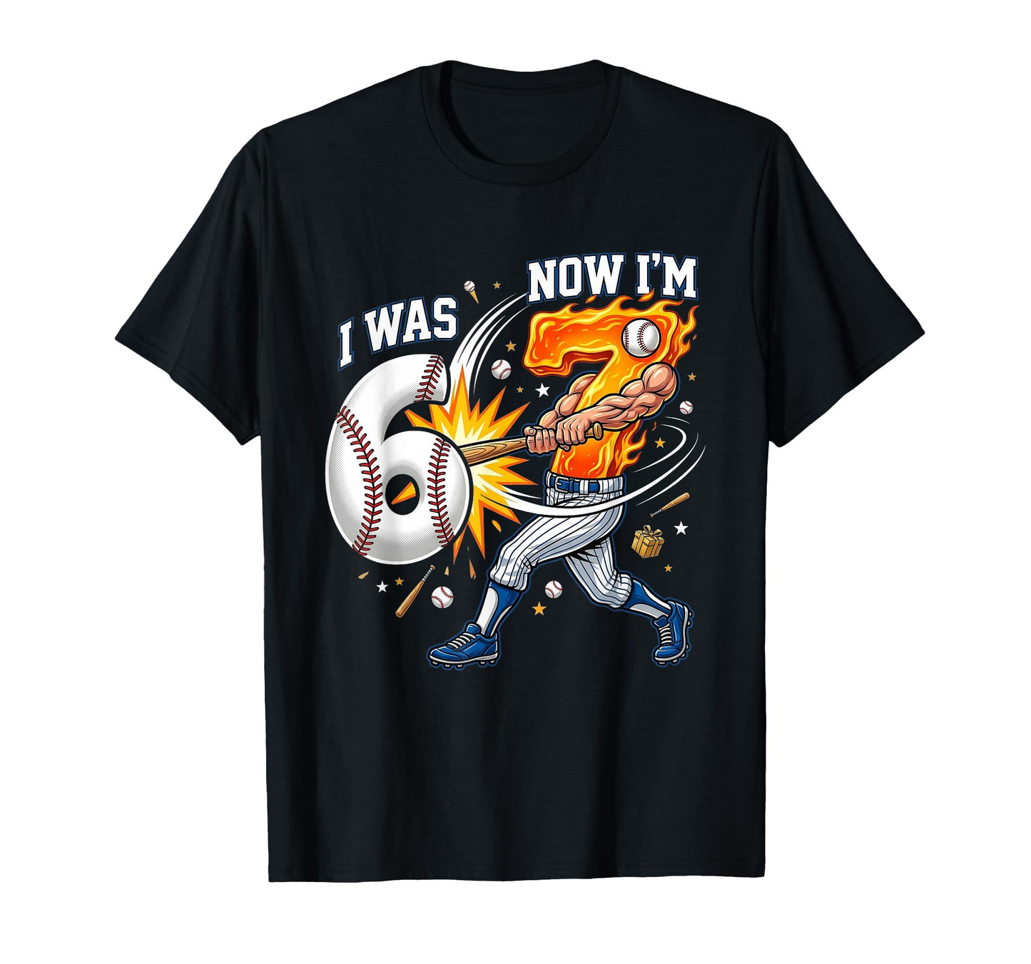 I Was 6 Now Im 7 Baseball 7Th Birthday T-Shirt - Trendy Graphic Men Women - T-Shirt, Sweatshirt, Hoodie