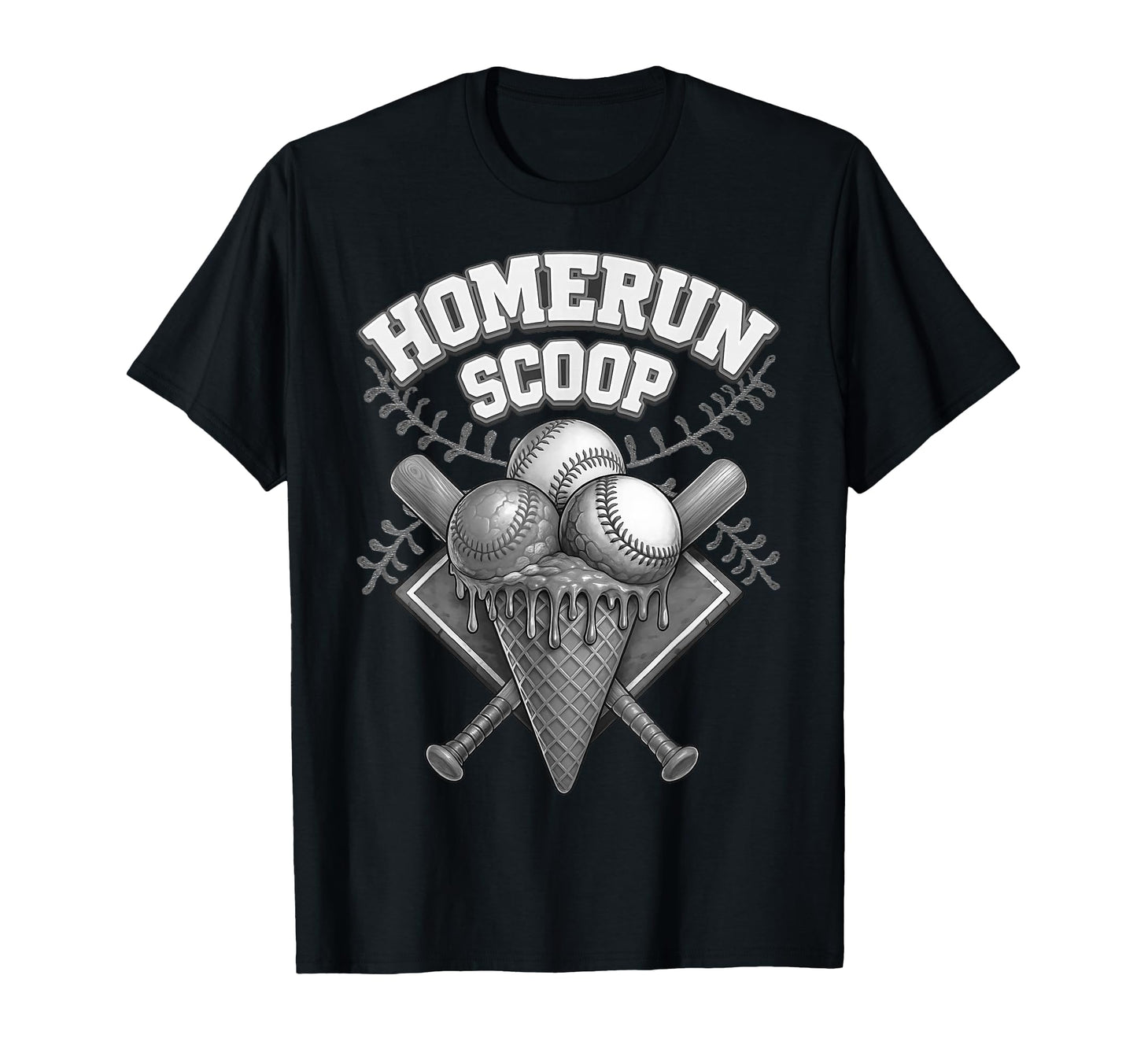 Homerun Scoop Baseball Ice Cream T-Shirt - Minimalist Print for Adults - T-Shirt, Sweatshirt, Hoodie