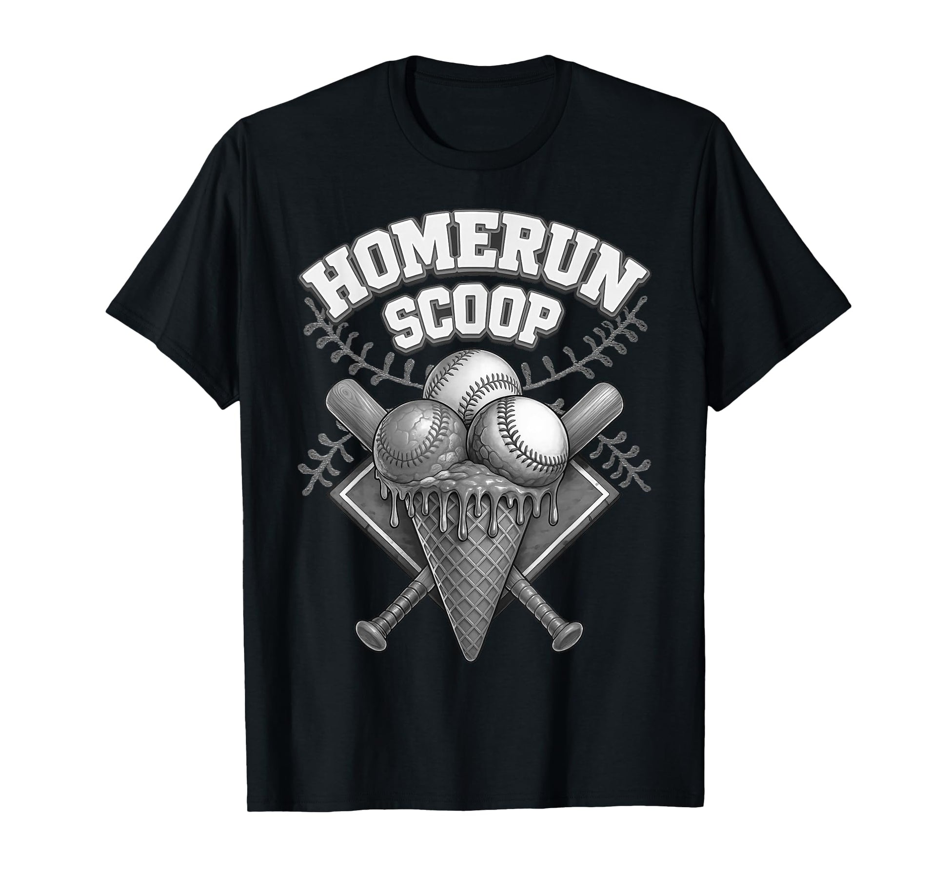 Homerun Scoop Baseball Ice Cream T-Shirt - Minimalist Print for Adults - T-Shirt, Sweatshirt, Hoodie