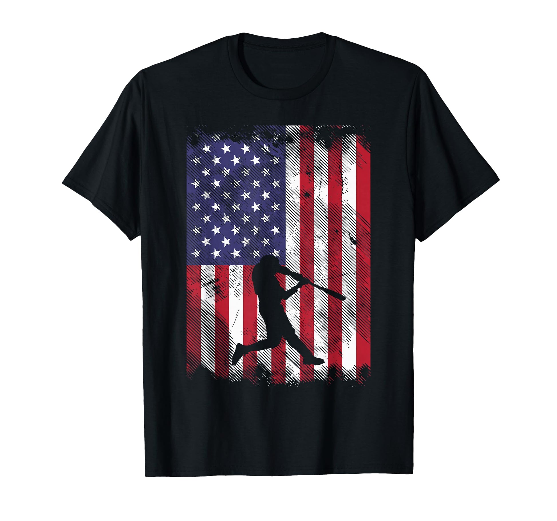 Us American Flag Baseball Player T-Shirt - Custom Art Print for Adults - T-Shirt, Sweatshirt, Hoodie