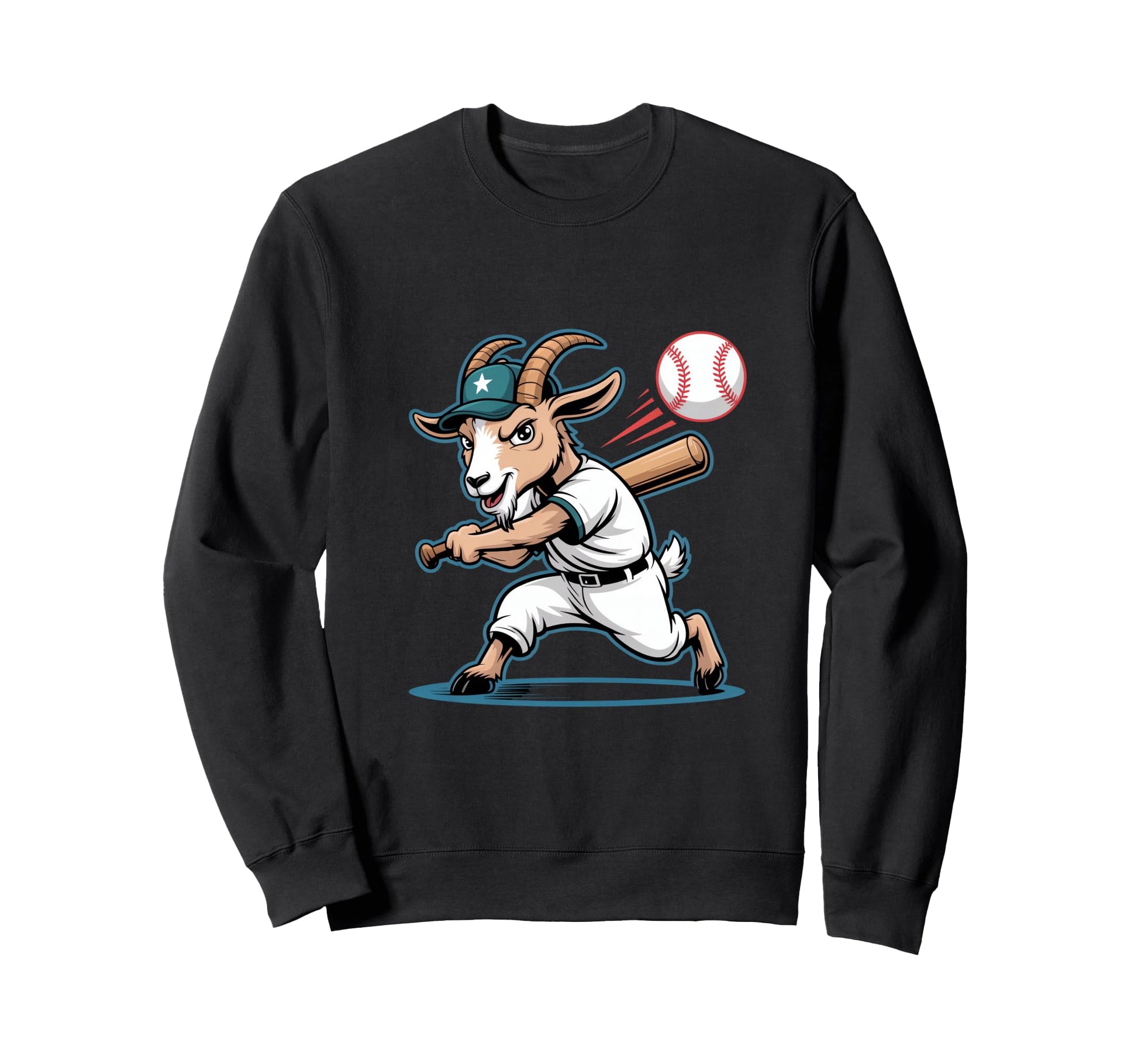 Funny Goat Baseball Player Home Run Sweatshirt - Unique Graphic Men Women - T-Shirt, Sweatshirt, Hoodie