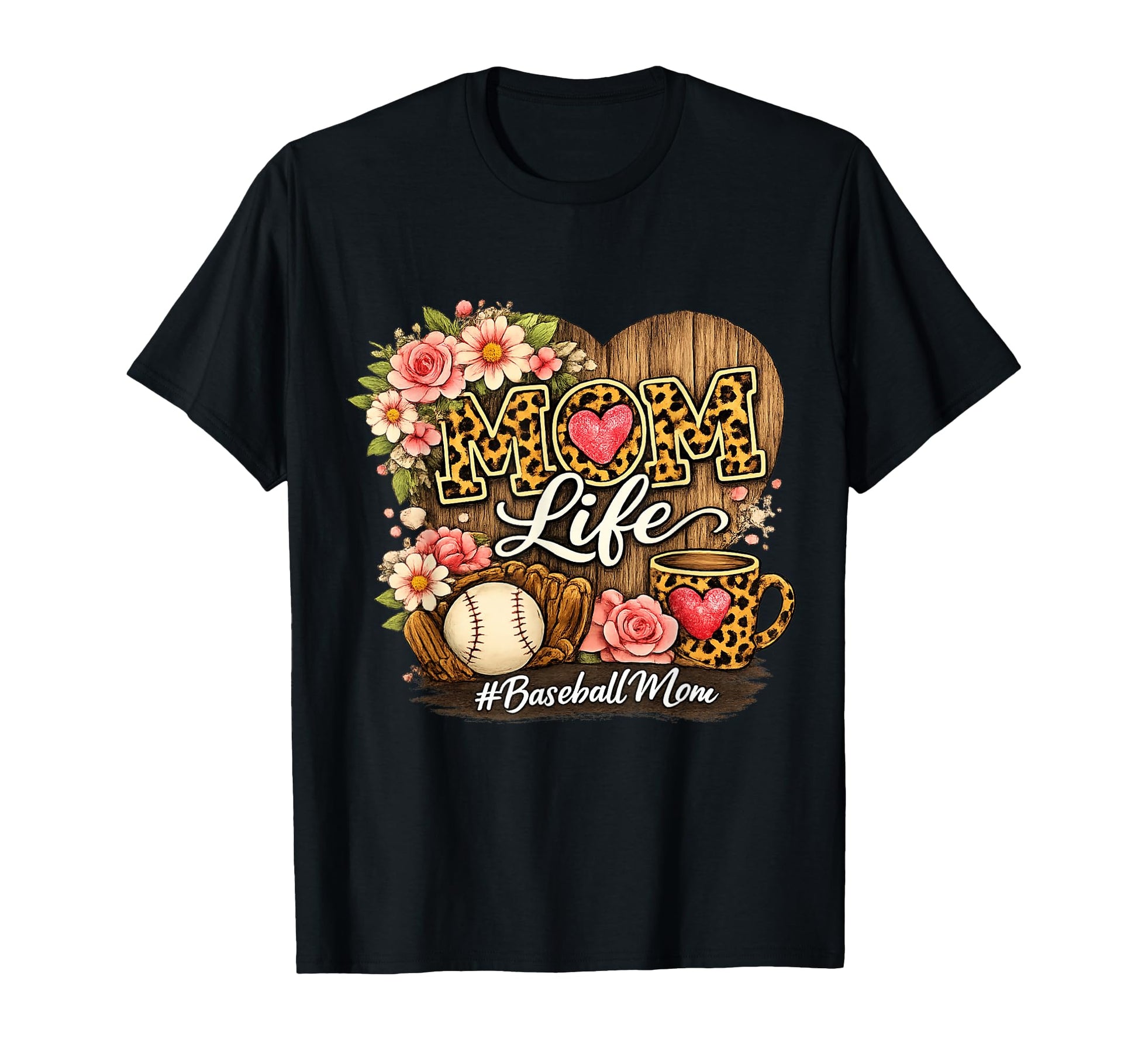 Leopard Baseball Mom Life Mothers Day T-Shirt - Novelty Apparel Men Women - T-Shirt, Sweatshirt, Hoodie